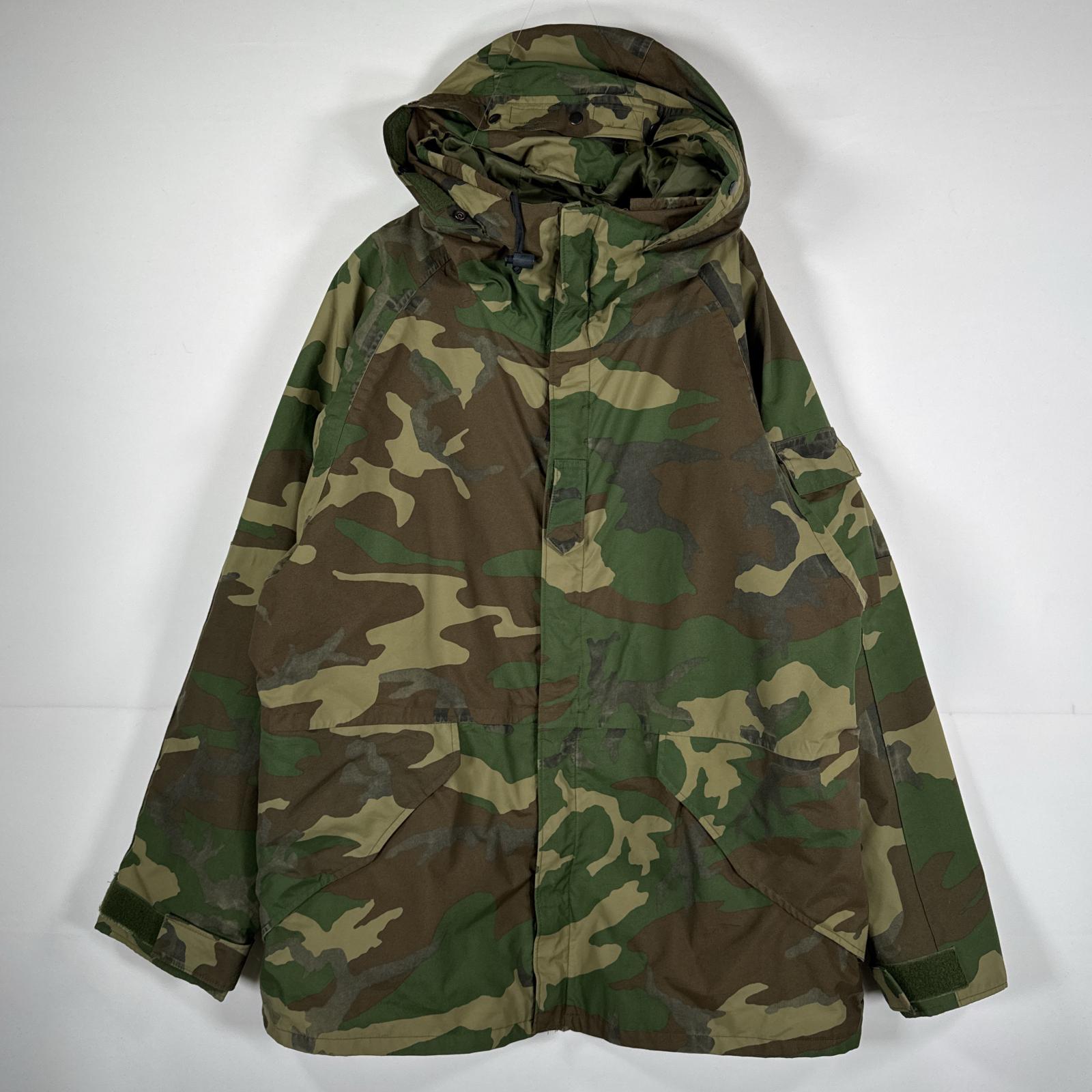 古着 90's/90年代 ヴィンテージ ミリタリージャケット ECWCS GORE-TEX ウッドランドカモ ゴアテックスパーカー 米軍 実物 large long ブラウン メンズ 【中古】