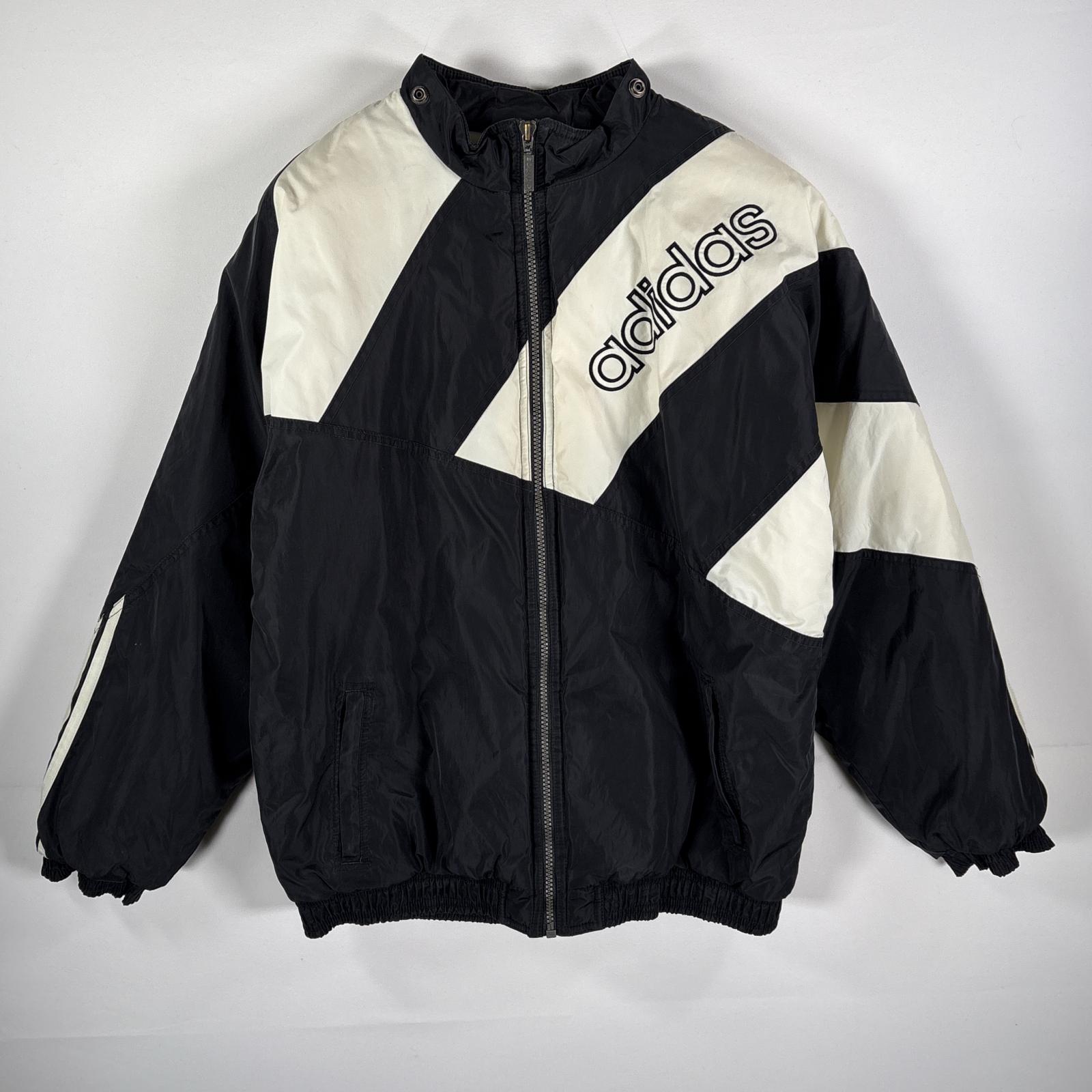 90s adidas ボア キルティング切り替えブルゾン 黒 XL CX19《キルティング》アディダス ブルゾン トレフォイル 刺繍
