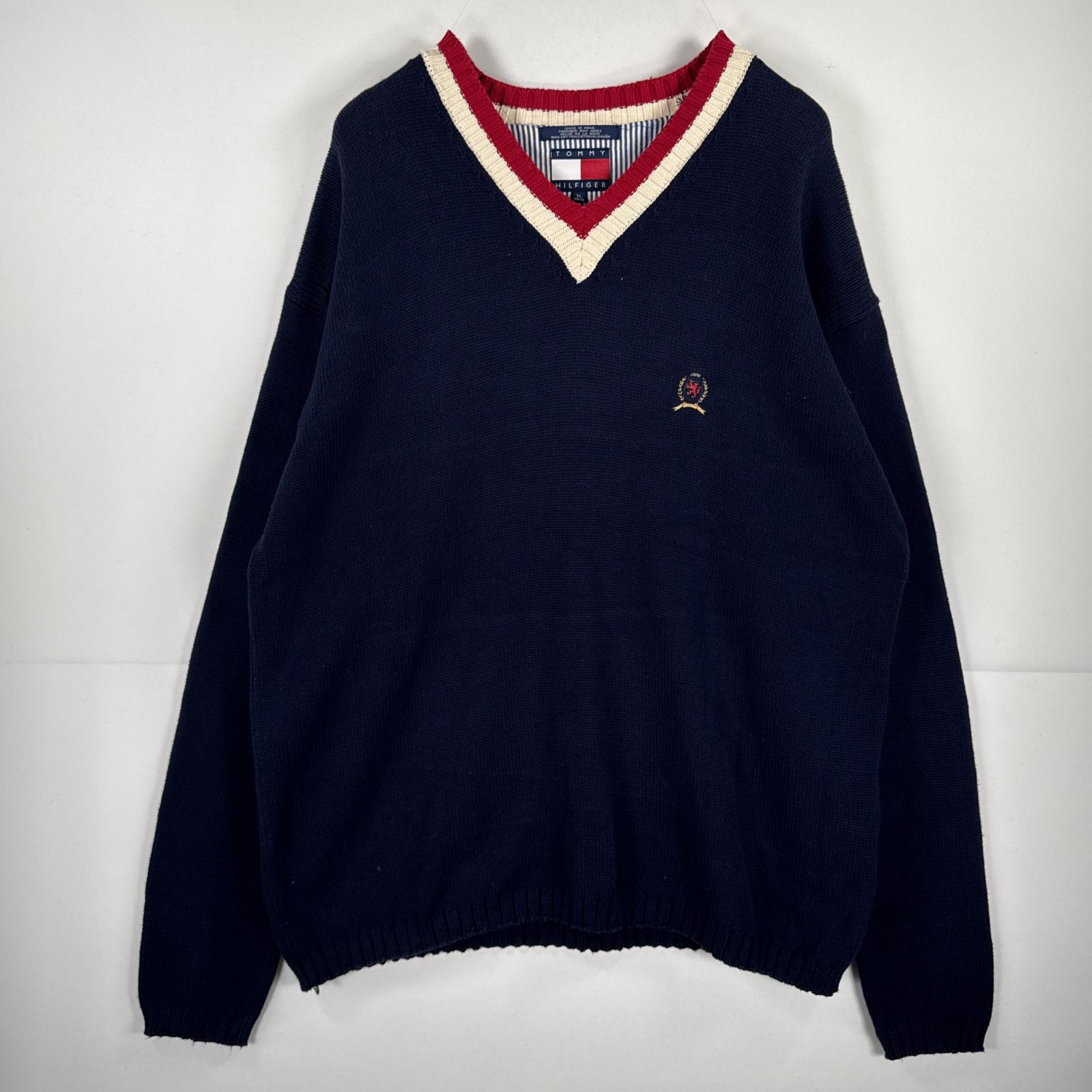 USA古着 90's/90年代 トミーヒルフィガー   長袖 セーター ワンポイント コットン ニット 大きいサイズ ネイビー 無地 楽天市場】古着 90's/90年代 トミーヒルフィガー TOMMY HILFIGER