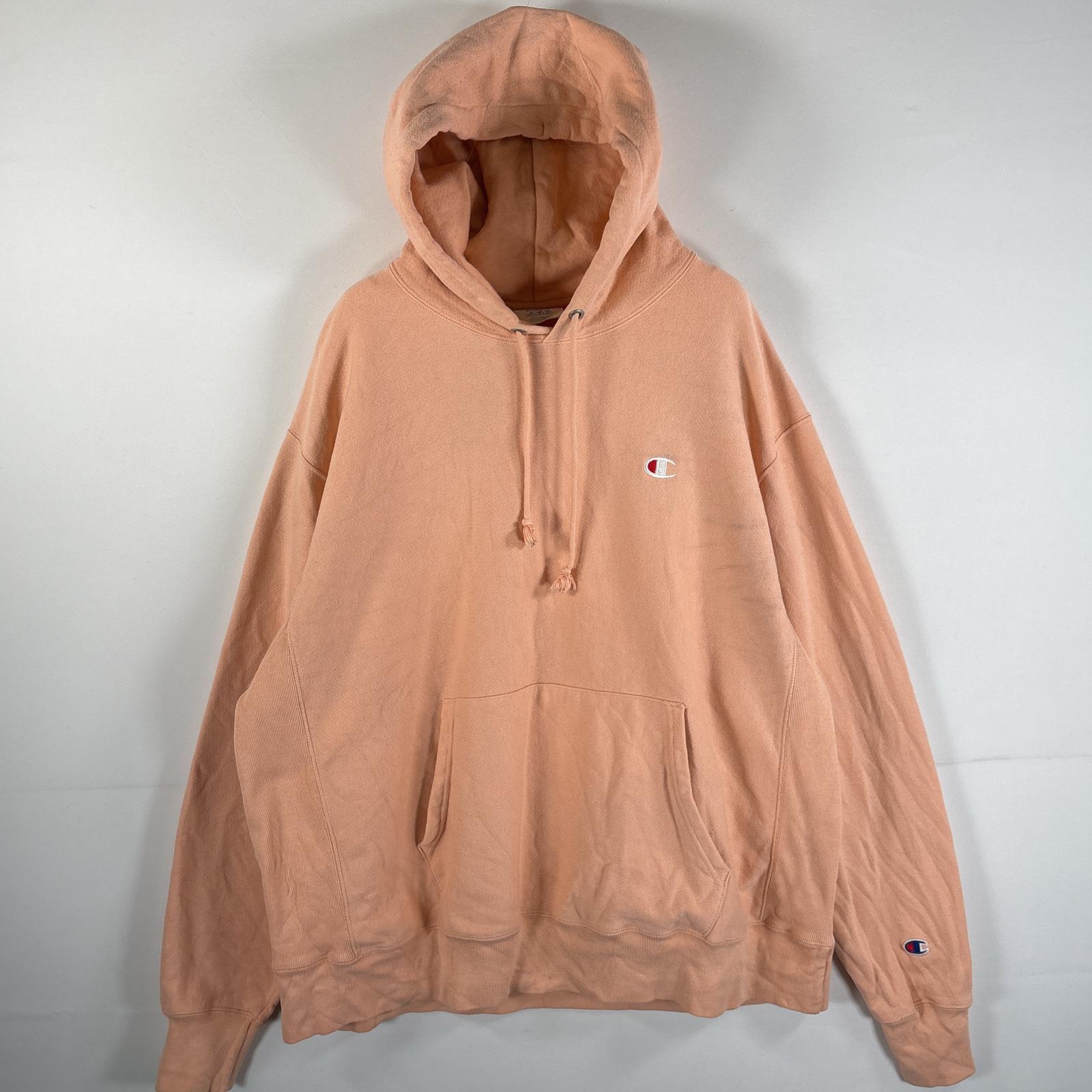 古着 チャンピオン Champion パーカー リバースウィーブ 復刻 ワンポイントロゴ刺繍 マフポケット XL（JPN3XL） オレンジ系 メンズ 【中古】