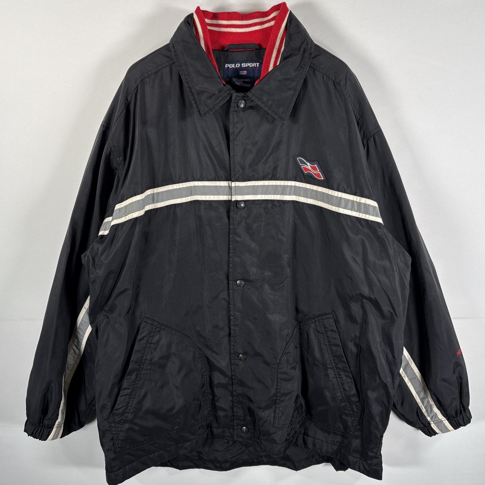 古着 ポロスポーツ POLO SPORTS ナイロンジャケット ラルフローレン 大きいサイズ ワッペン コーチジャケット 中綿 XL ブラック メンズ 【中古】|古着屋NIKKU