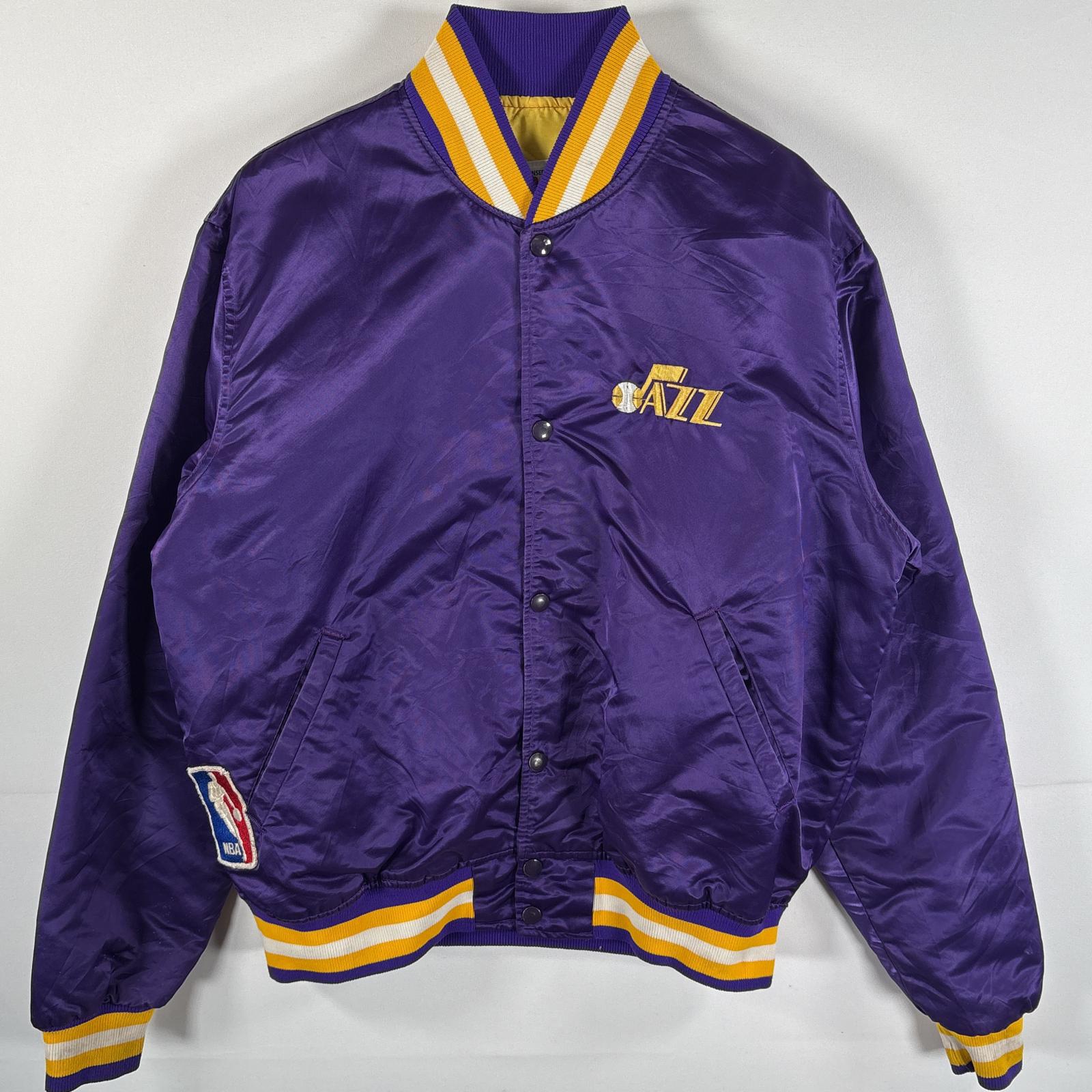 レイカーズ スターター スタジャン ワッペン 刺繍 バッグロゴ XL相当 y2k レイカーズ スタジャン メンズ Mitchell & Ness 刺繍 ブラック