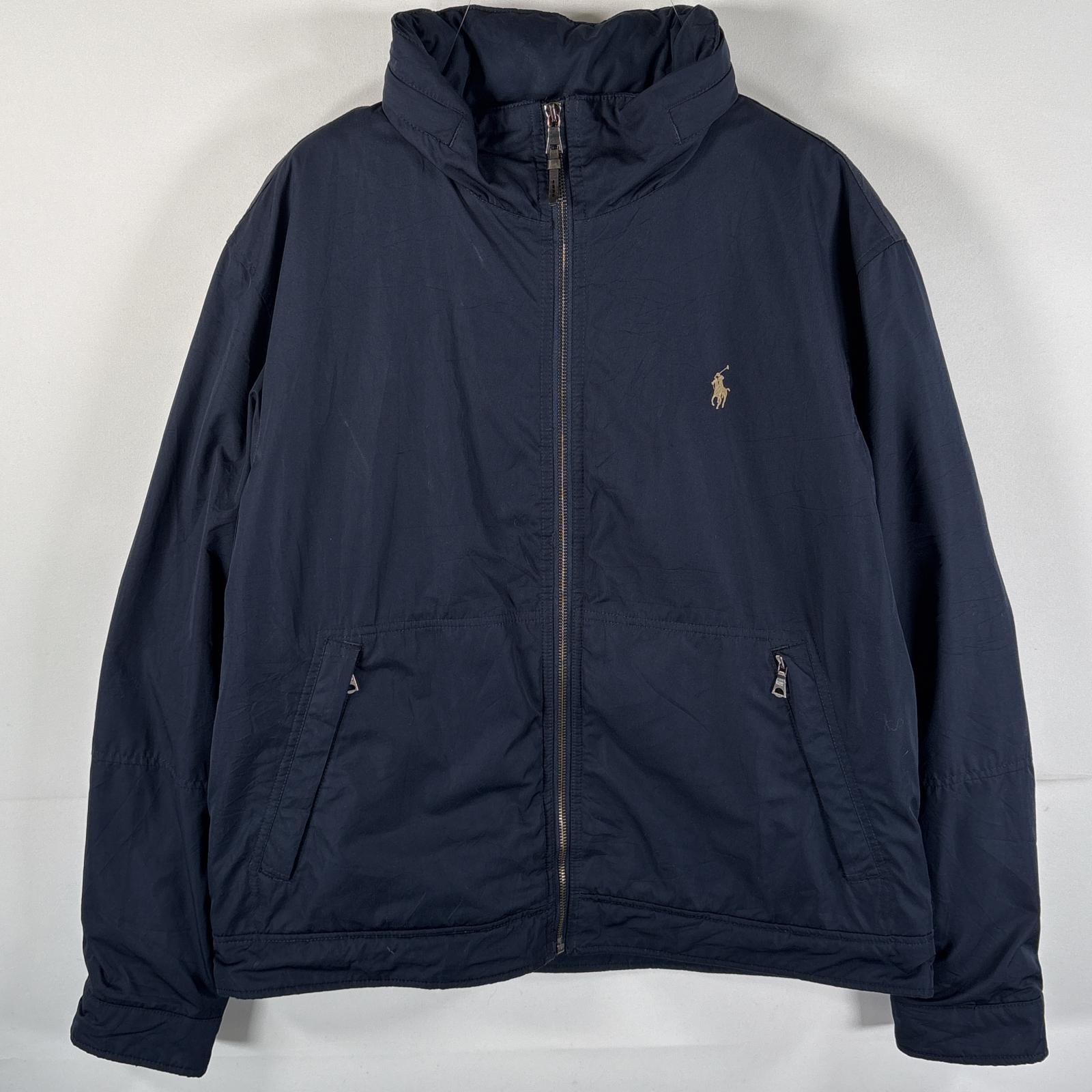 古着 90's/90年代 ポロバイラルフローレン Polo by Ralph Lauren ナイロンジャケット ブルゾン フリースライナー L ネイビー メンズ 【中古】|古着屋NIKKU