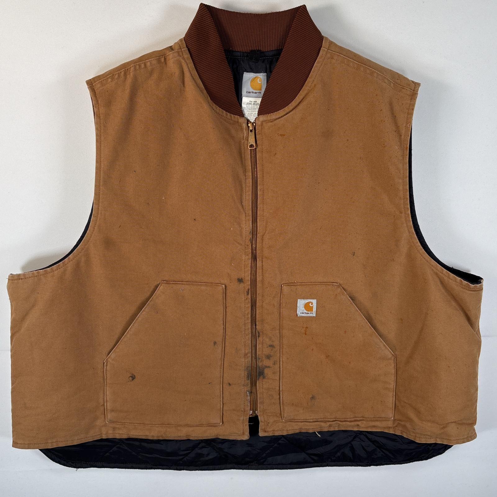 USA古着 カーハート ベスト ダック地 裏地キルティング XL 古着 USA製 Carhartt/ カーハート/ ダックベスト/ ダック地/ 裏地