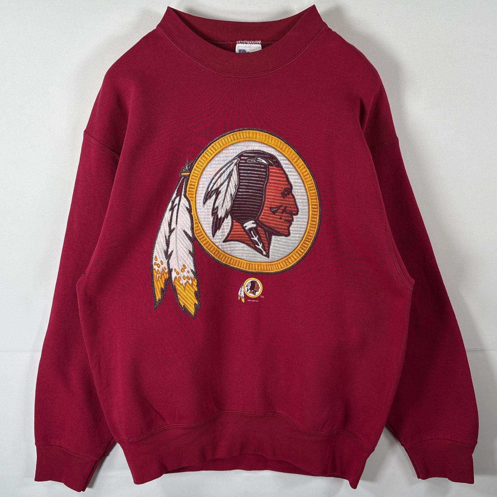 古着 90's/90年代 プロプレイヤー PROPLAYER USA製 スウェット トレーナー NFL チーム ビッグロゴプリント クルーネック L レッド系 メンズ 【中古】
