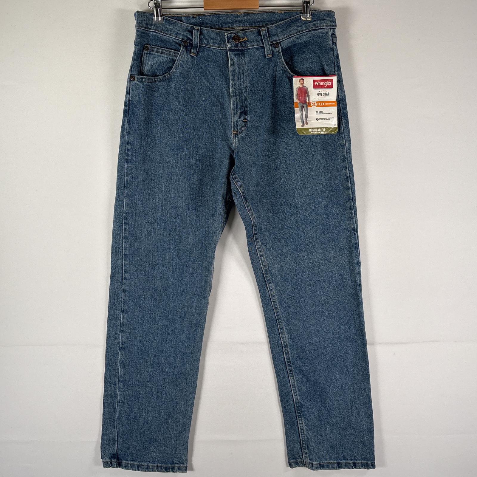 古着 ラングラー Wrangler デニムパンツ デッドストック タグ付 ジーパン 長ズボン ワンポイントロゴ w34 L29 ブルー系 メンズ 【中古】