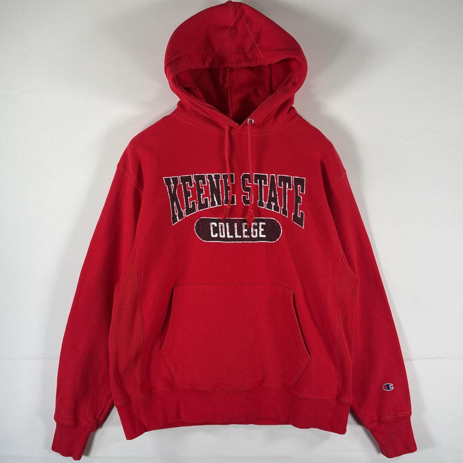 古着 チャンピオン Champion パーカー リバースウィーブ プルオーバー フーディ スウェット カレッジロゴプリント LARGE レッド メンズ 【中古】