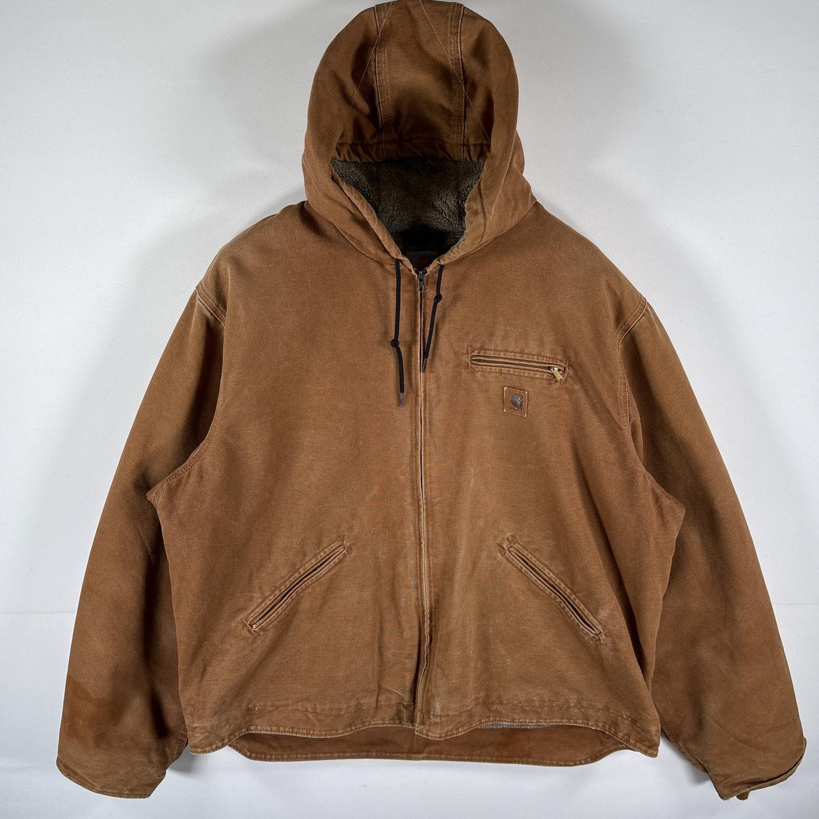 古着 カーハート Carhartt アクティブ、デトロイトジャケット ダック地 パーカー ワークジャケット 大きいサイズ XXL ブラウン メンズ 【中古】