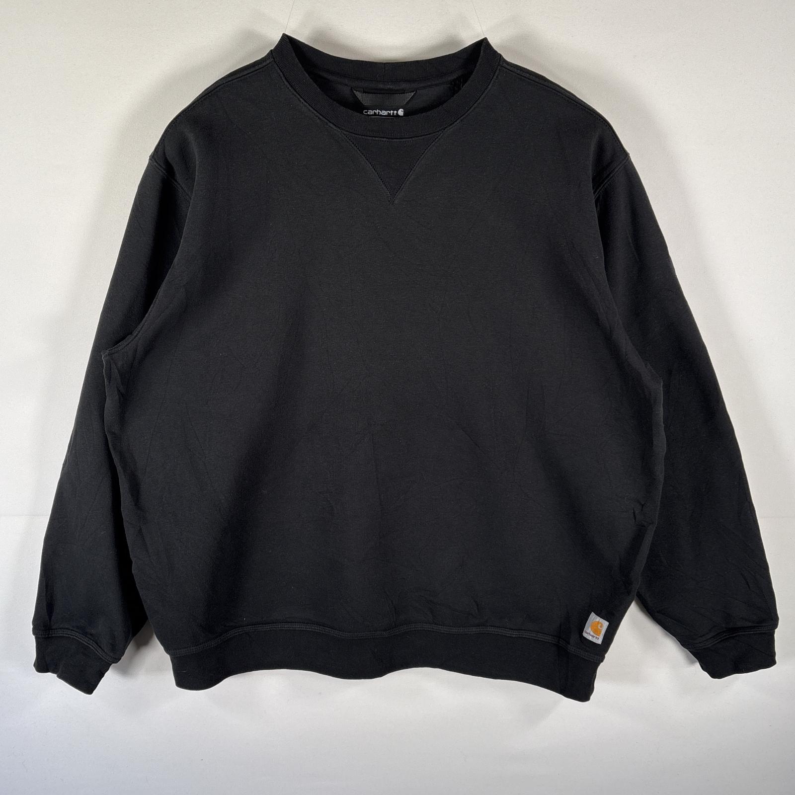 古着 カーハート Carhartt スウェット トレーナー クルーネック 前V ワンポイントロゴ 大きいサイズ XXL ブラック メンズ 【中古】