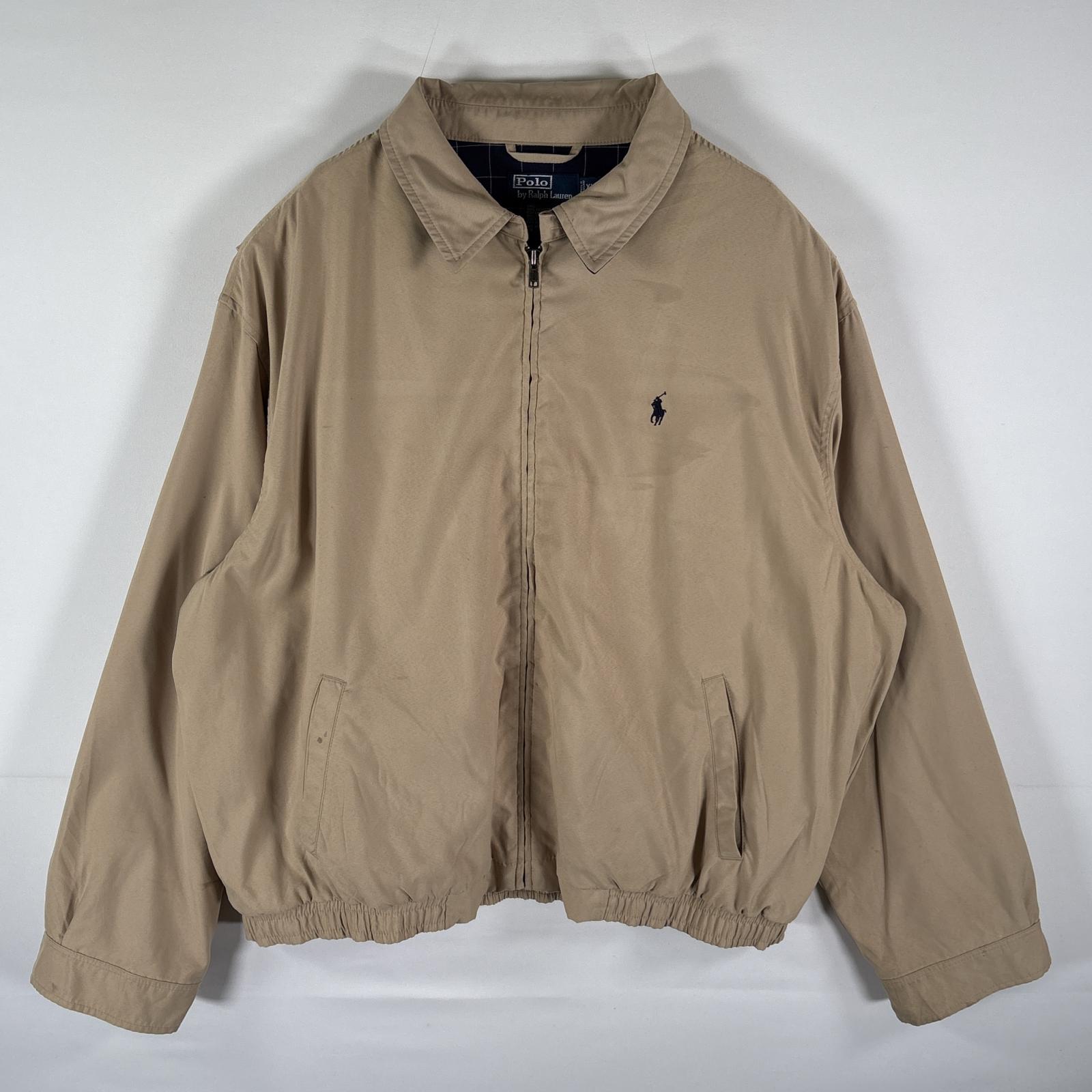 古着 ポロバイラルフローレン Polo by Ralph Lauren スウィングトップジャケット フルジップ ブルゾン ワンポイント XXL ベージュ系 メンズ 【中古】｜古着屋NIKKU