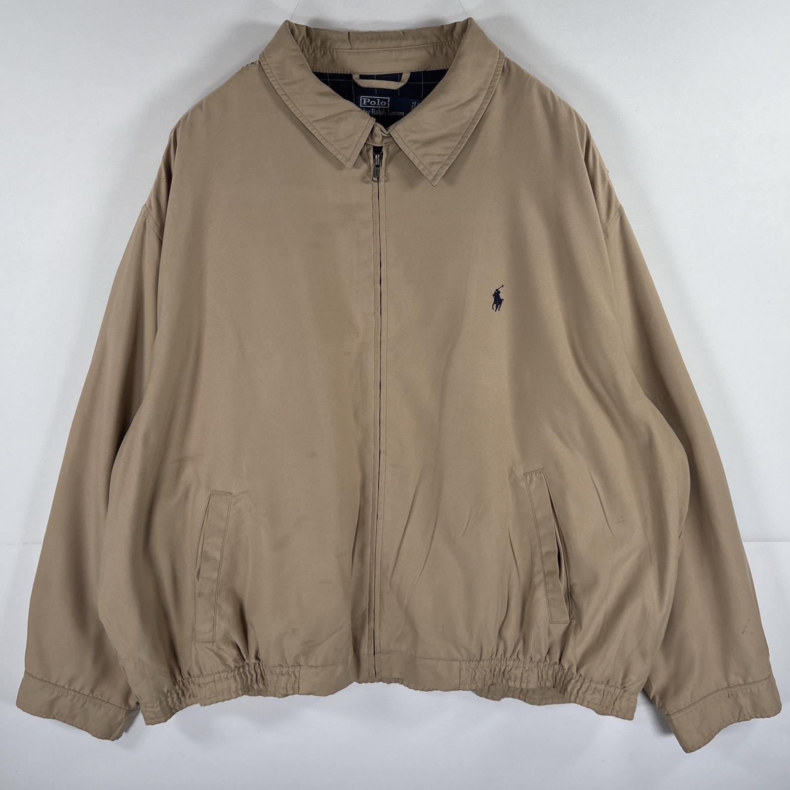 古着 ポロバイラルフローレン Polo by Ralph Lauren スウィングトップジャケット フルジップ ドリズラー 襟付き 大きいサイズ 3XB ベージュ メンズ 【中古】