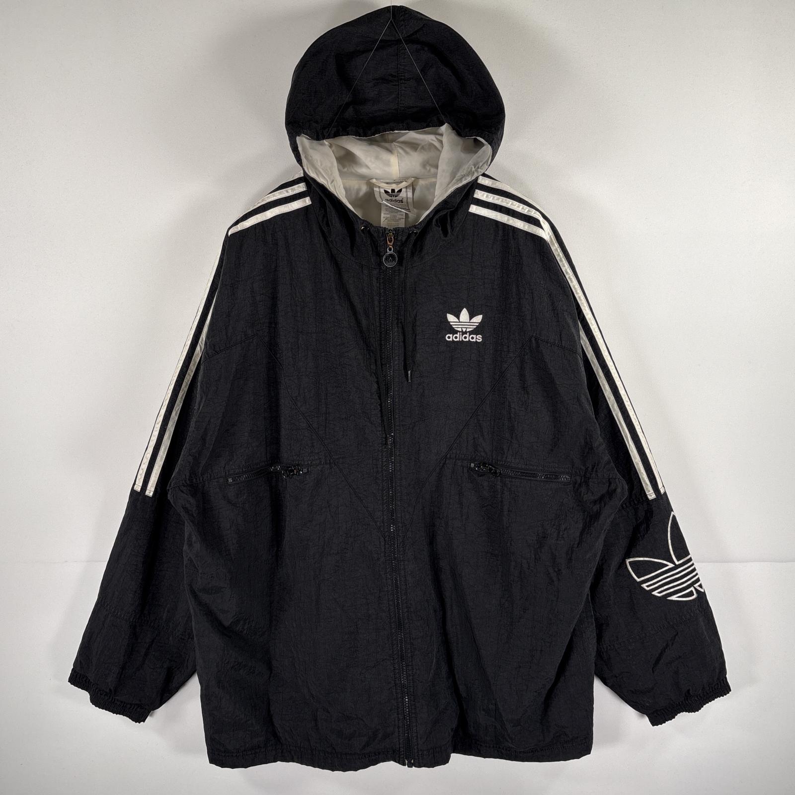 adidas トレフォイル ナイロンパーカー バックビッグロゴ ブラック XL 楽天市場】H□90s□アディダス/adidas ビッグトレフォイルロゴ