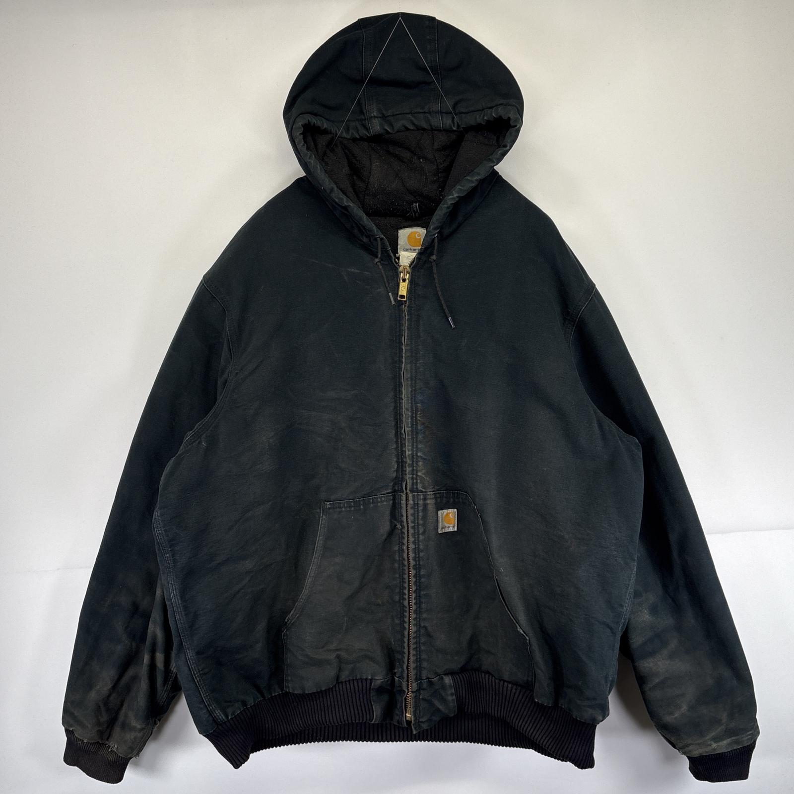 古着 カーハート Carhartt ワークジャケット アクティブジャケット ダック ワンポイントロゴ 大きいサイズ パーカー 中綿 ブラック メンズ 【中古】