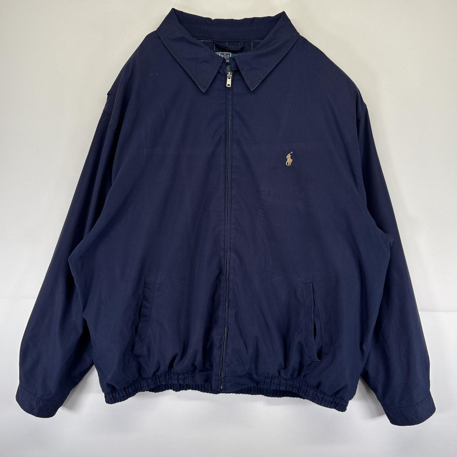 古着 ポロバイラルフローレン Polo by Ralph Lauren スウィングトップジャケット フルジップ ワンポイントロゴ刺繍 3XLT ネイビー メンズ 【中古】|古着屋NIKKU