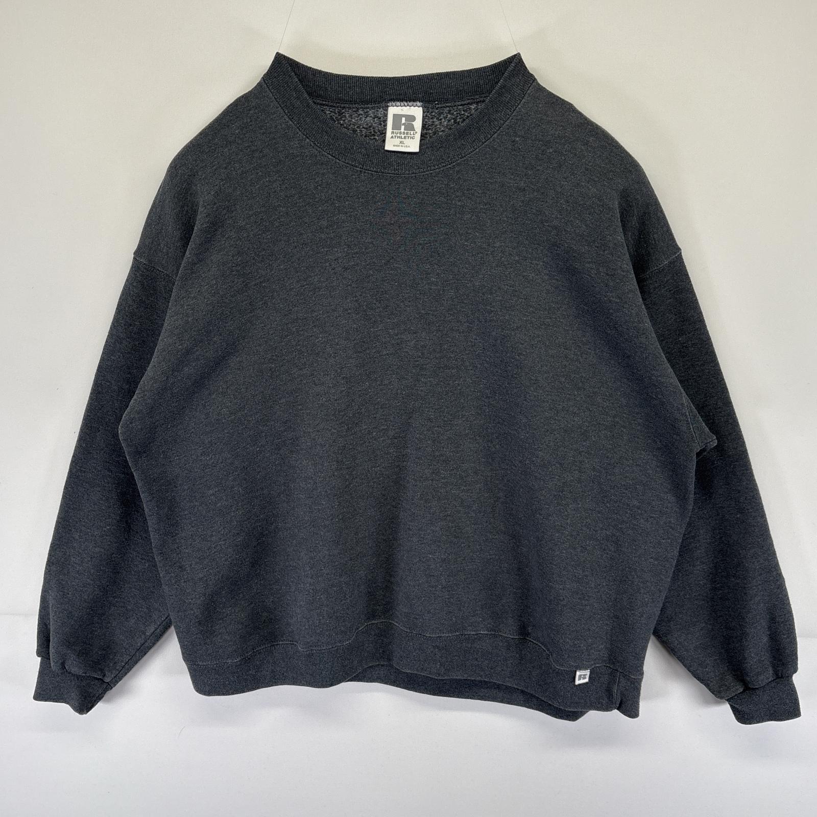 古着 ラッセル Russell USA製 スウェット 無地 トレーナー クルーネック プルオーバー 大きいサイズ XL ダークグレー メンズ 【中古】