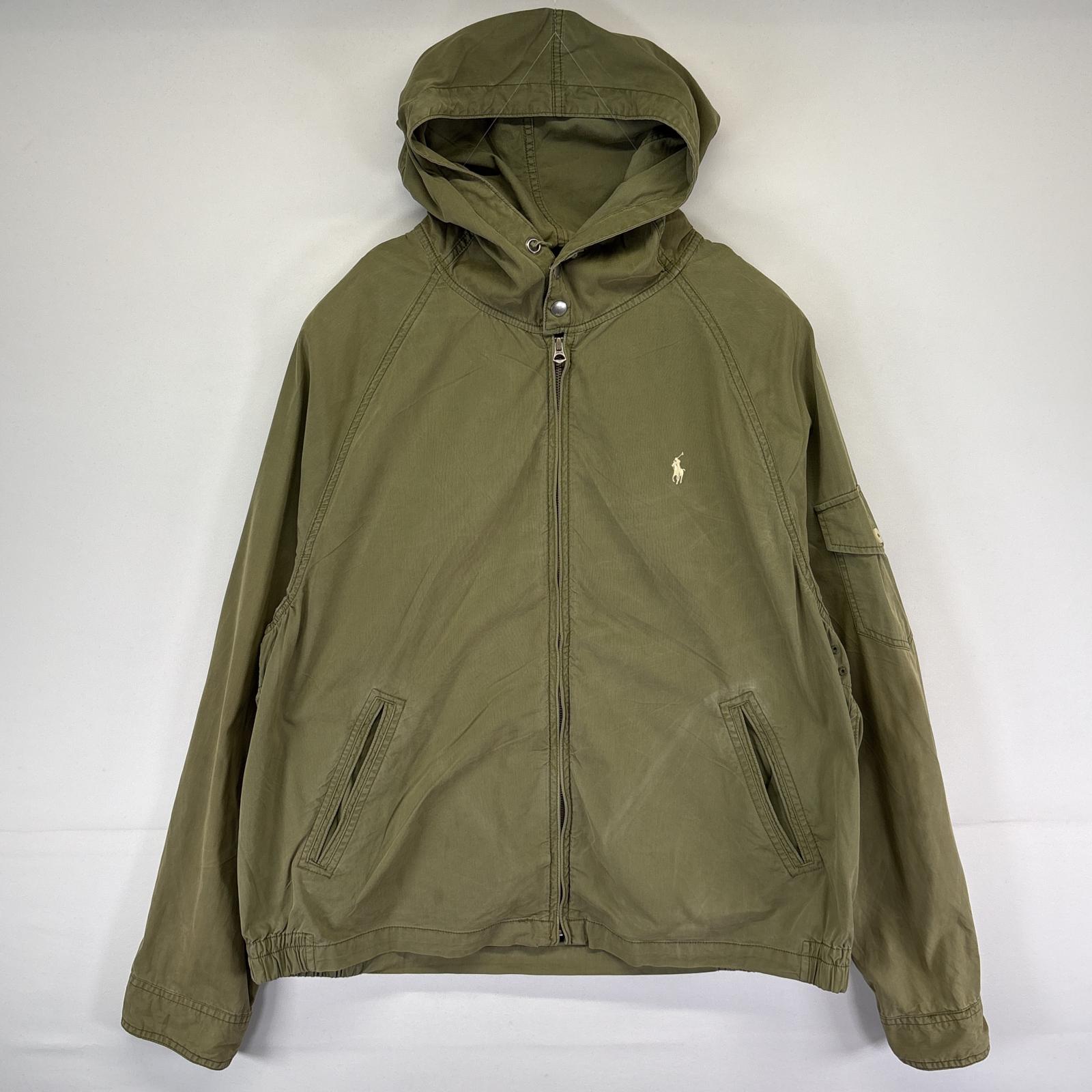 古着 ポロ・ラルフローレン POLO RALPH LAUREN コットンジャケット パーカー ワンポイント スウィングトップ 大きいサイズ XXL グリーン系 メンズ 【中古】