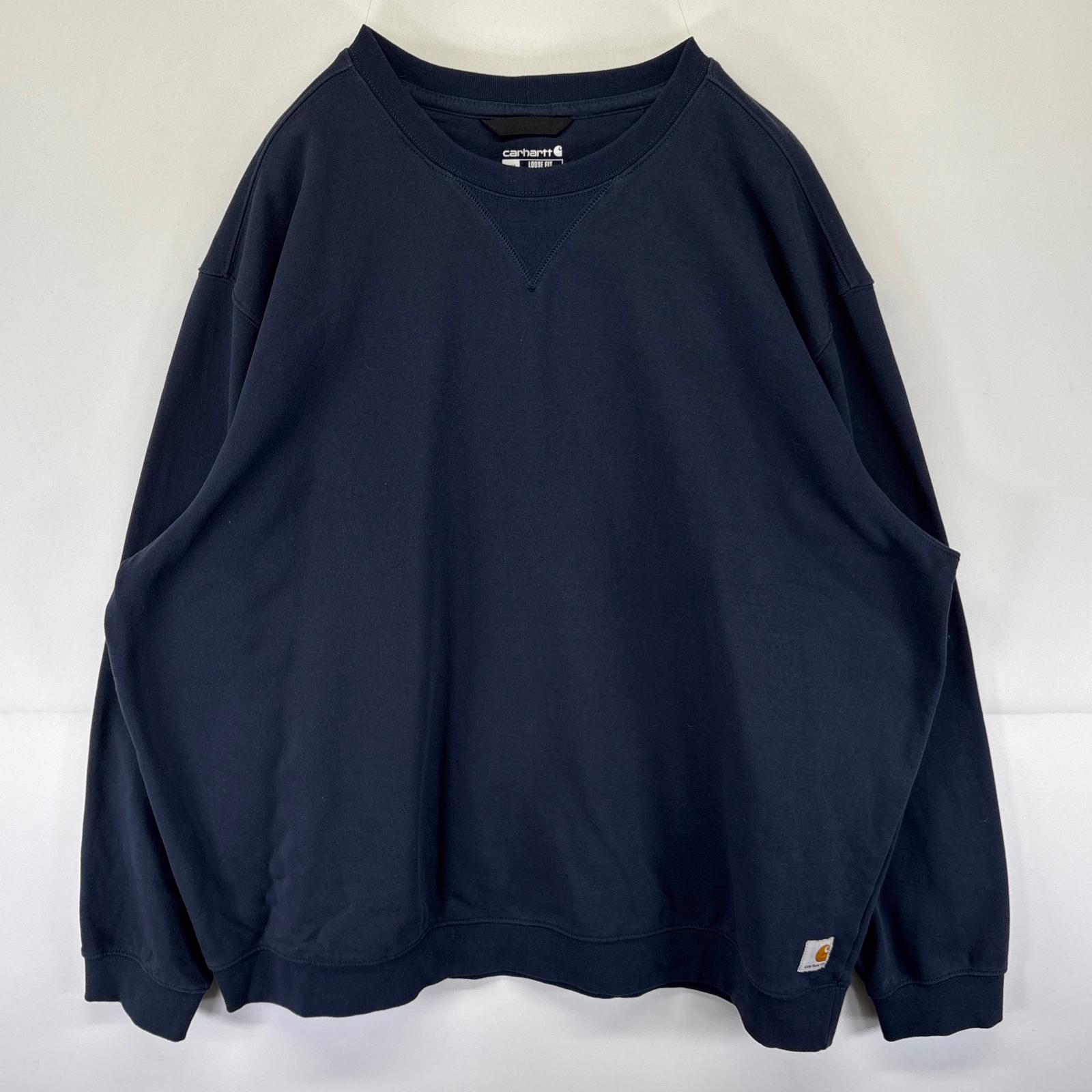 USA製　Carhartt ネイビー スウェット 古着 80s USA製 Jerzees 無地 プレーン パチポケ オールド