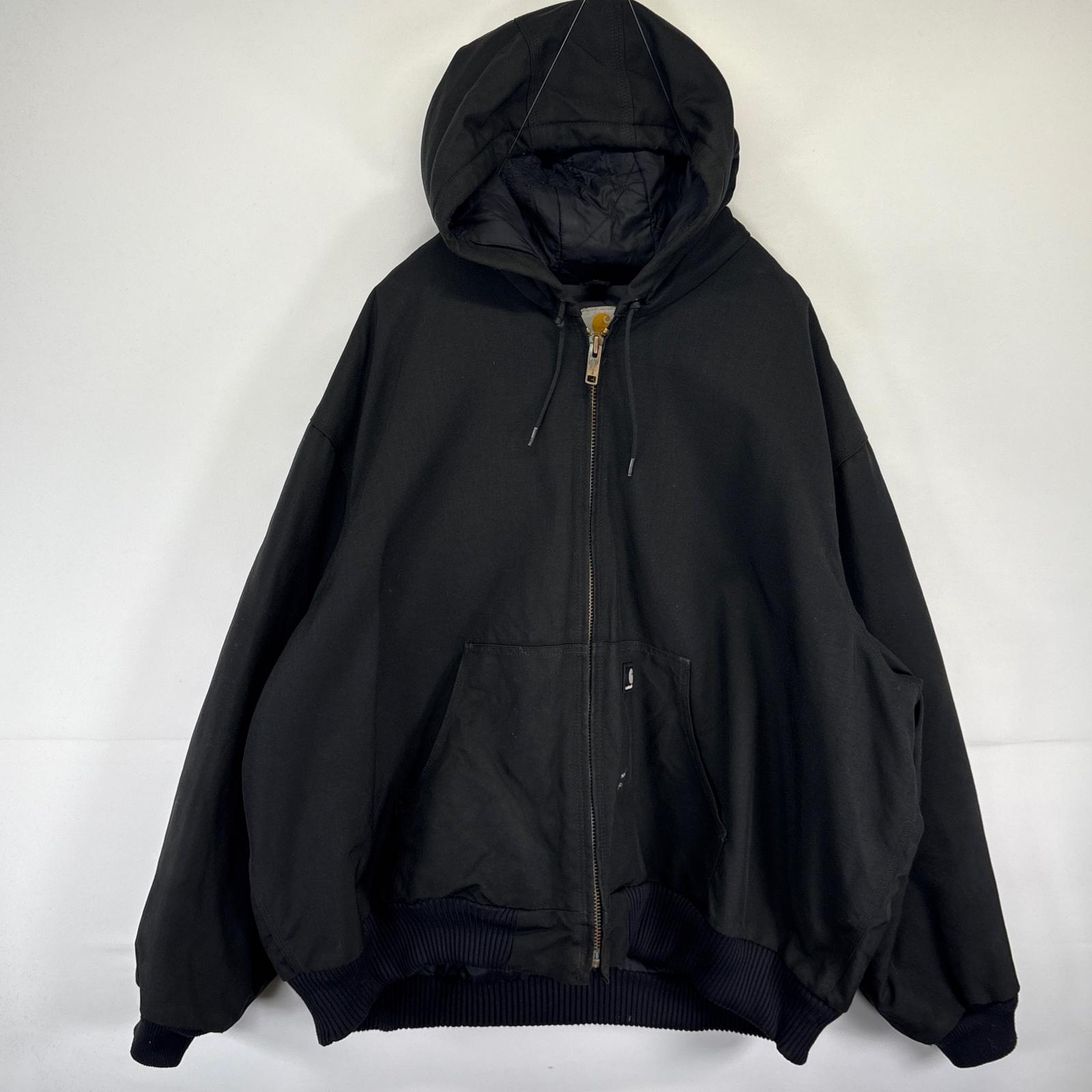 USA古着　アクティブジャケット　ワークジャケット　L　ブラック　黒　フード付き タグ付き未使用品 USA製 carhartt アクティブジャケット 黒 2XL