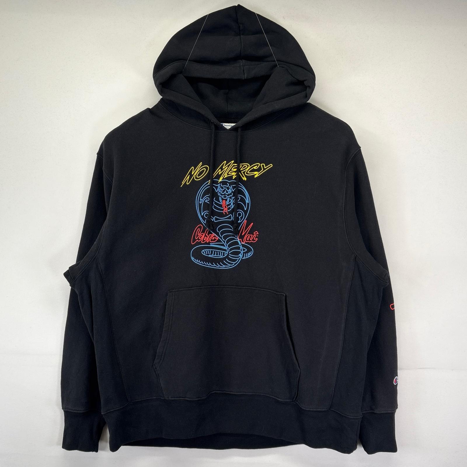 古着 チャンピオン Champion パーカー 大きいサイズ プルオーバー 袖プリント コブラカイコラボプリント 2XL ブラック メンズ 【中古】 5,698円