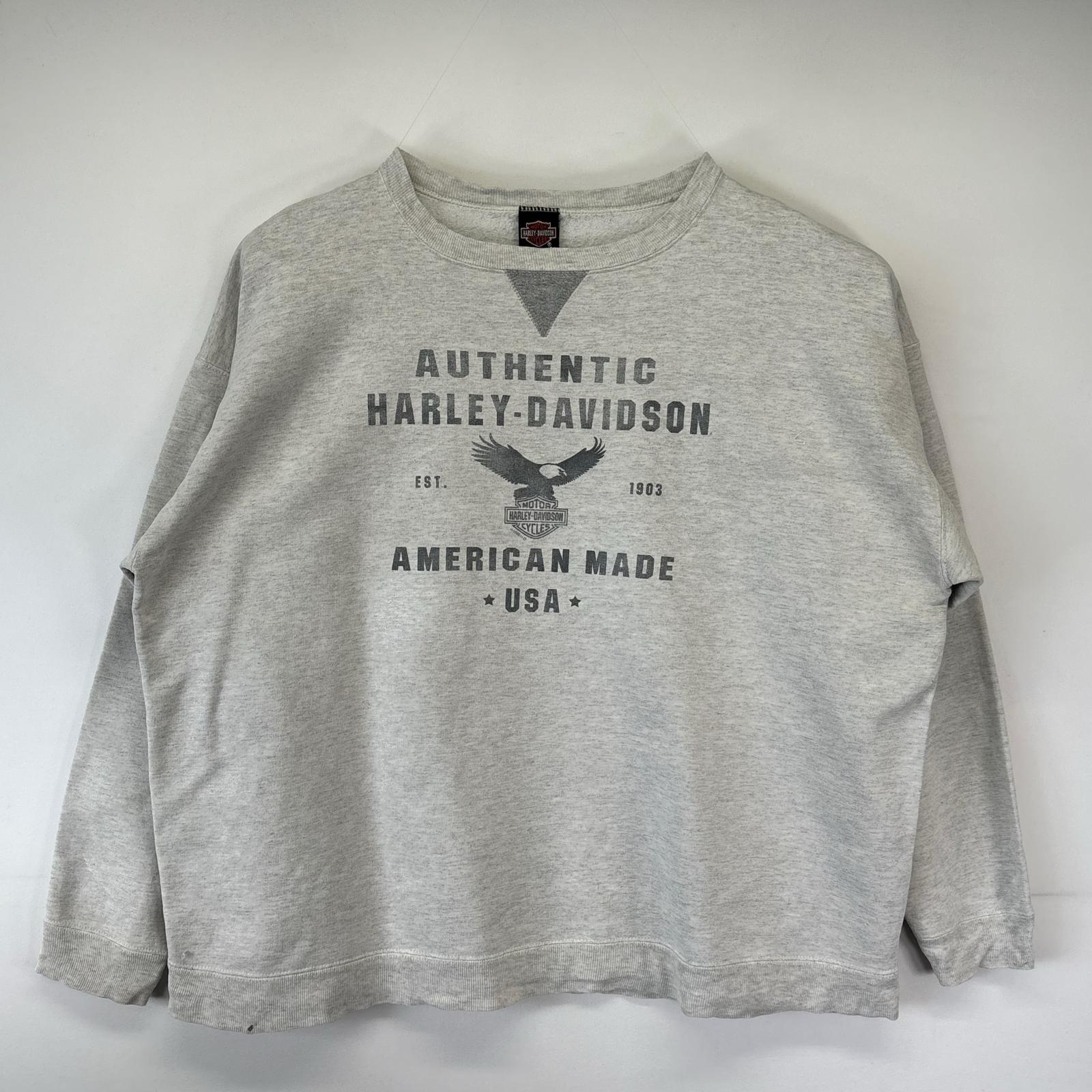 古着 ハーレーダビッドソン HARLEY DAVIDSON スウェット 大きいサイズ トレーナー クルーネック バイク 3XL グレー系 メンズ 【中古】