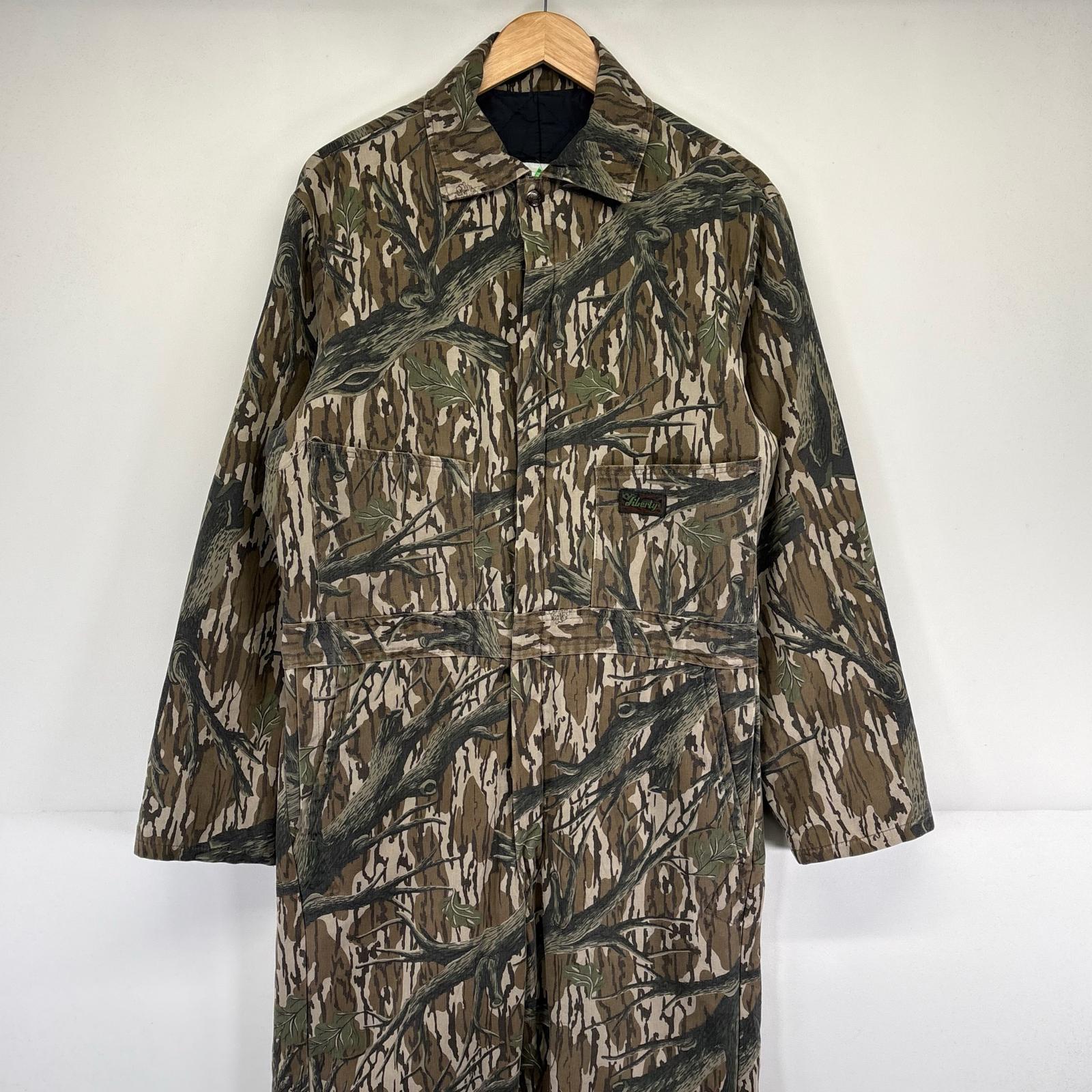 古着 70's/70年代 ヴィンテージ リバティ LIBERTY USA製 長袖つなぎ オールインワン リアルツリーカモフラ ワーク 迷彩 CHEST38-40 ブラウン メンズ 【中古】