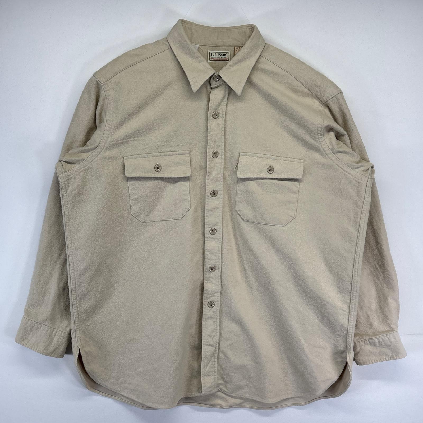 古着 80's/80年代 ヴィンテージ エルエルビーン L.L.Bean USA製 長袖シャツ シャモアシャツ 無地 ヘビーウェイト アウトドア 17 ベージュ メンズ 【中古】