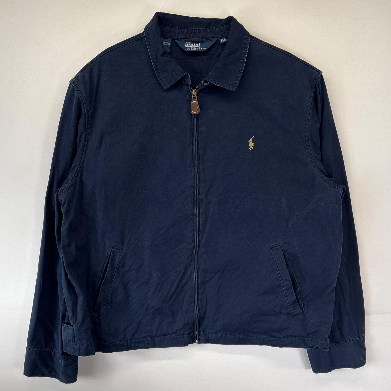 古着 ポロバイラルフローレン Polo by Ralph Lauren スウィングトップジャケット 大きいサイズ フルジップ ワンポイントロゴ刺繍 2XL ネイビー メンズ 【中古】|古着屋NIKKU