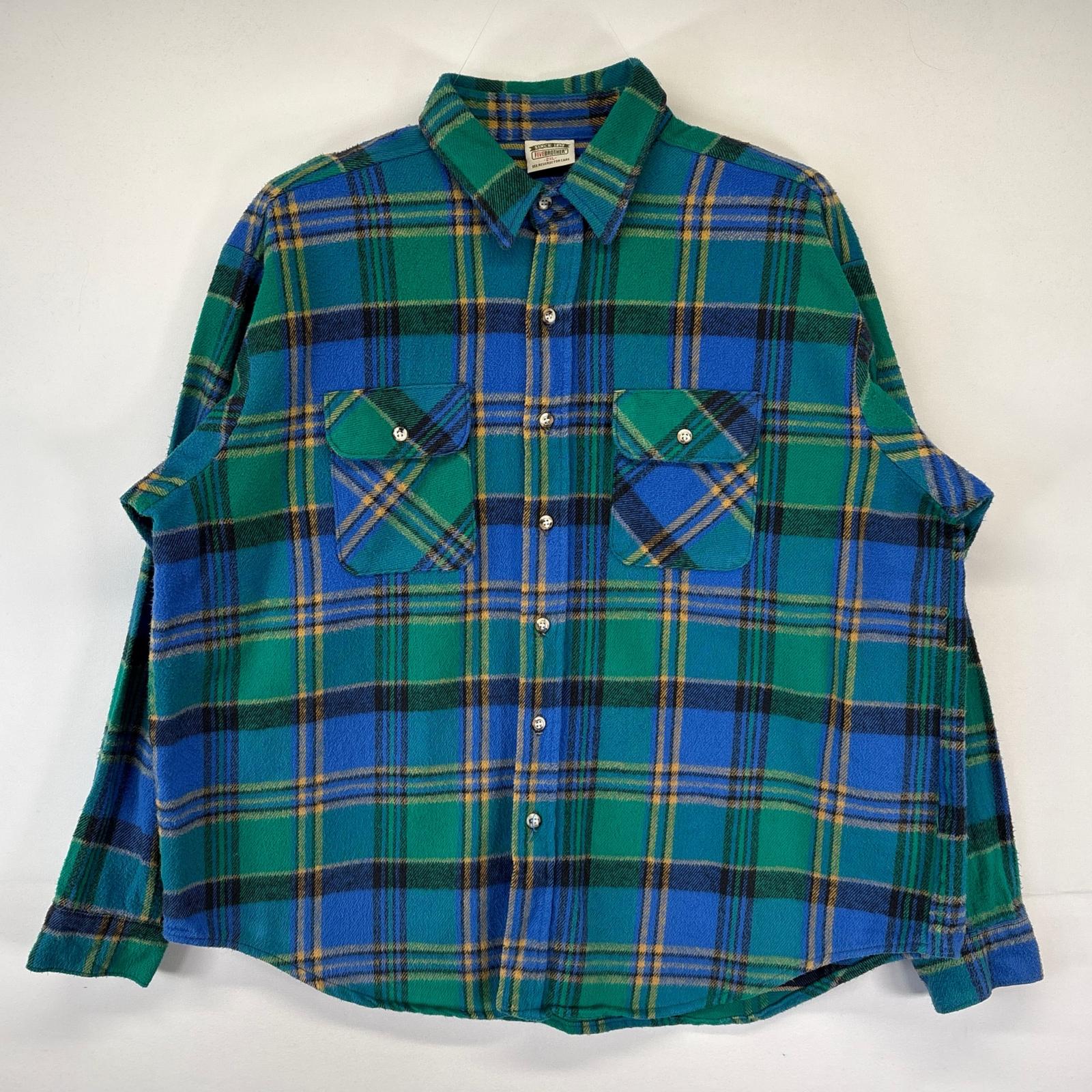 青 90s FIVE BROTHER チェック ネルシャツ XL ビンテージ 90s 青 90s FIVE BROTHER チェック ネルシャツ XL ビンテージ FIVE