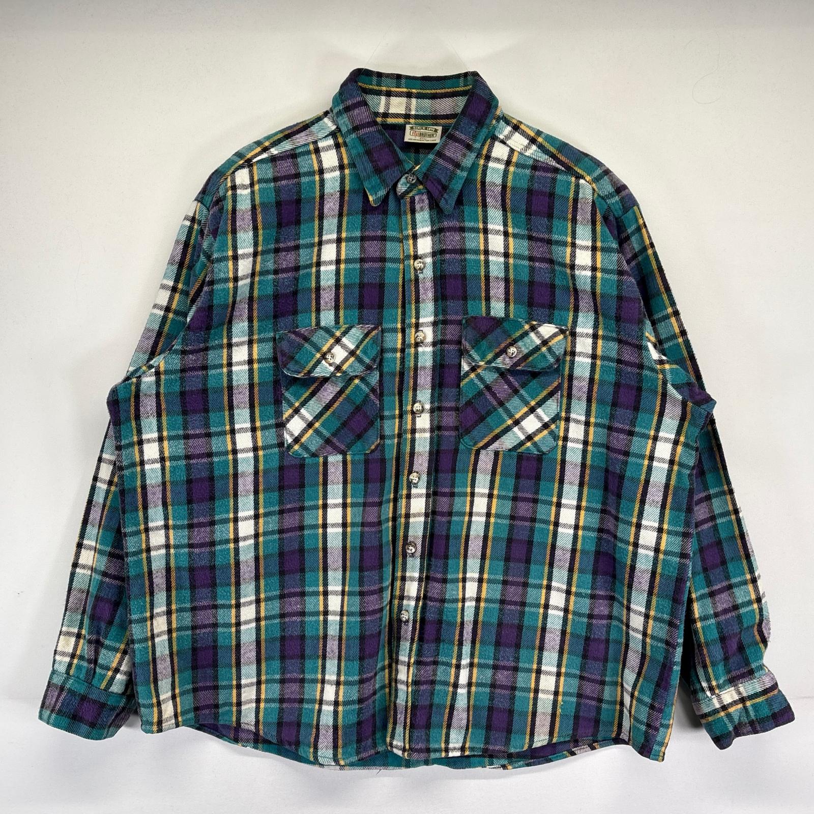 古着 90's/90年代 ファイブブラザー FIVE BROTHER 長袖シャツ 大きいサイズ ネルシャツ 胸ポケット 厚手 2XL マルチカラー メンズ 【中古】