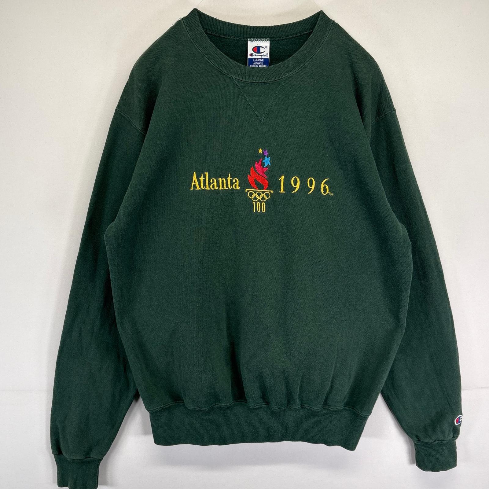 古着 90's/90年代 チャンピオン Champion USA製 スウェット トレーナー アトランタオリンピック ロゴ刺繍 L グリーン メンズ 【中古】