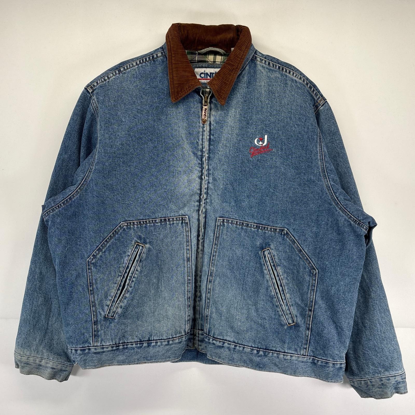 古着 シンタス CINTAS デニムジャケット 大きいサイズ スウィングトップ 中綿 裏地チェック ワークジャケット 2XL ブルー系 メンズ 【中古】