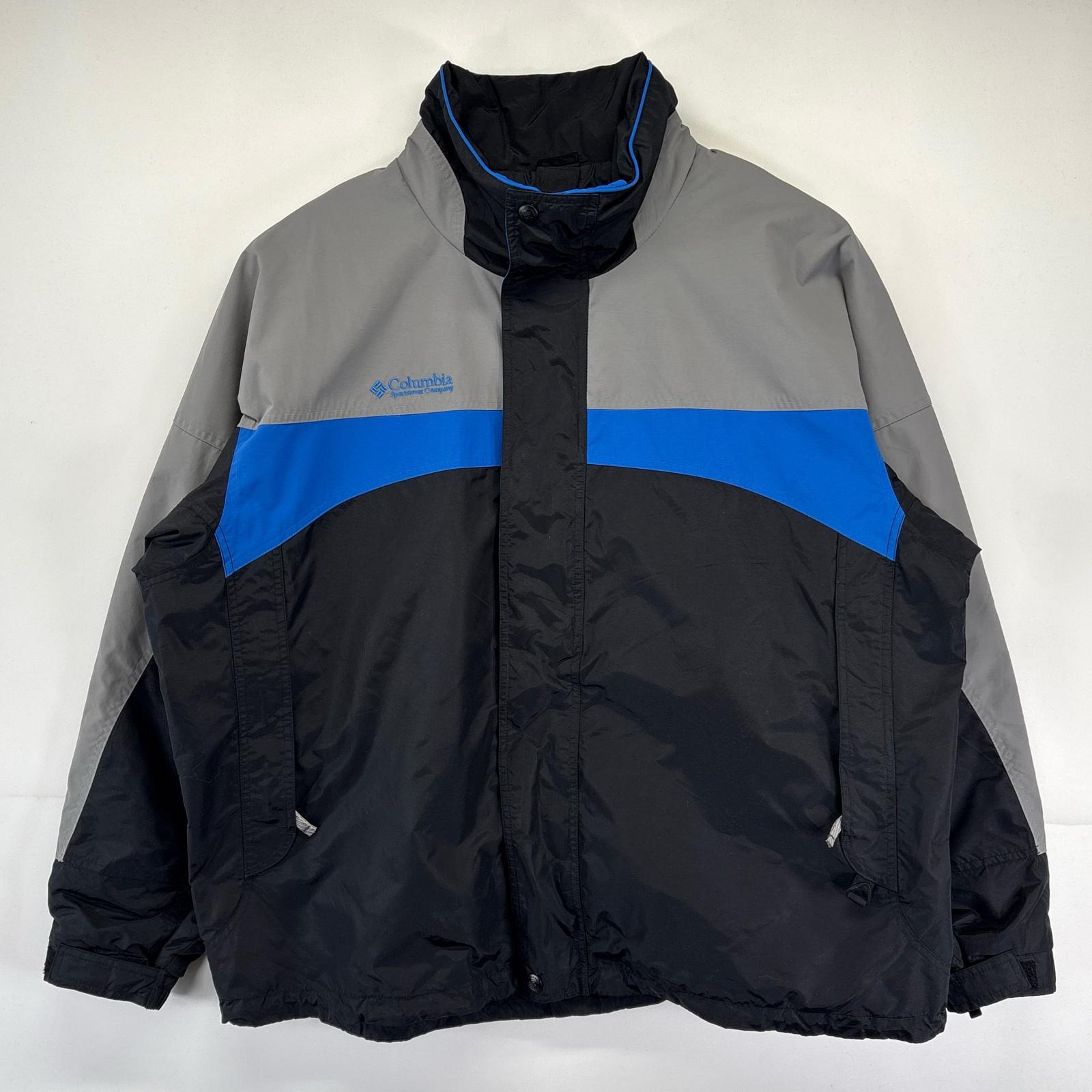 古着 コロンビア Columbia マウンテンジャケット 大きいサイズ アウトドア フルジップ ドローコード 2XL ブラック メンズ 【中古】