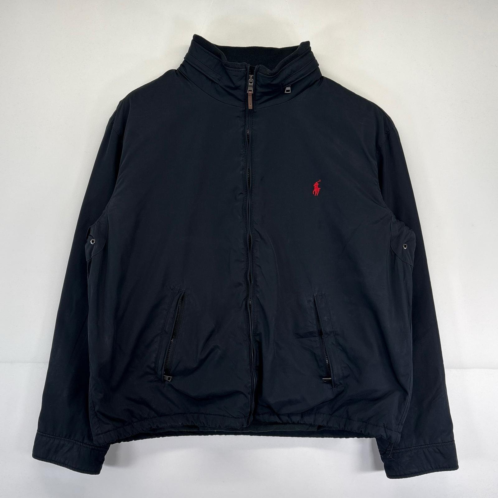 古着 ポロ・ラルフローレン POLO RALPH LAUREN ジャケット 大きいサイズ ワンポイントロゴ刺繍 フルジップ 2XL ブラック メンズ 【中古】