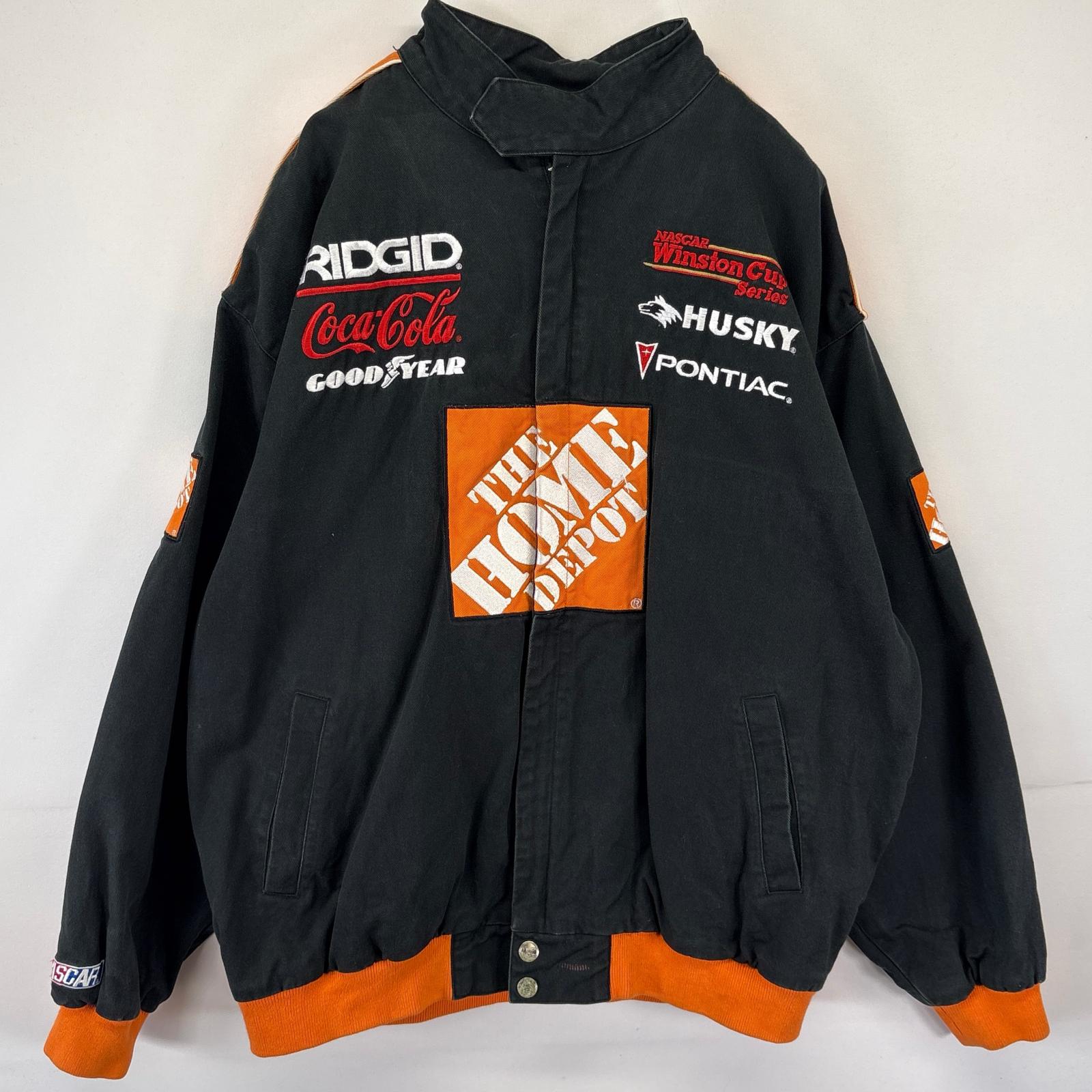 古着 チェイス CHASE レーシングジャケット 企業ロゴ HOME DEPOT フルジップ バックプリント コカコーラ L ブラック メンズ 【中古】