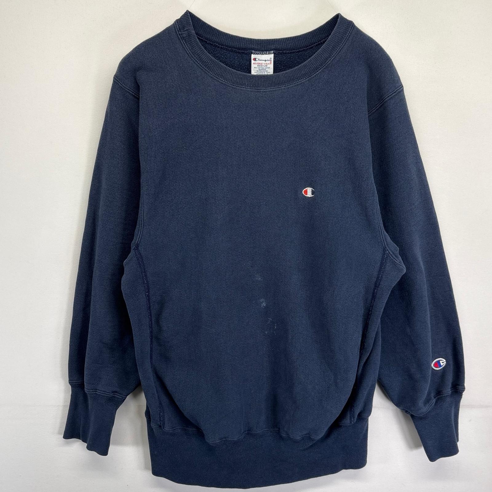 古着 90's/90年代 チャンピオン Champion スウェット リバースウィーブ トレーナー プルオーバー ワンポイントロゴ M ネイビー メンズ 【中古】|古着屋NIKKU