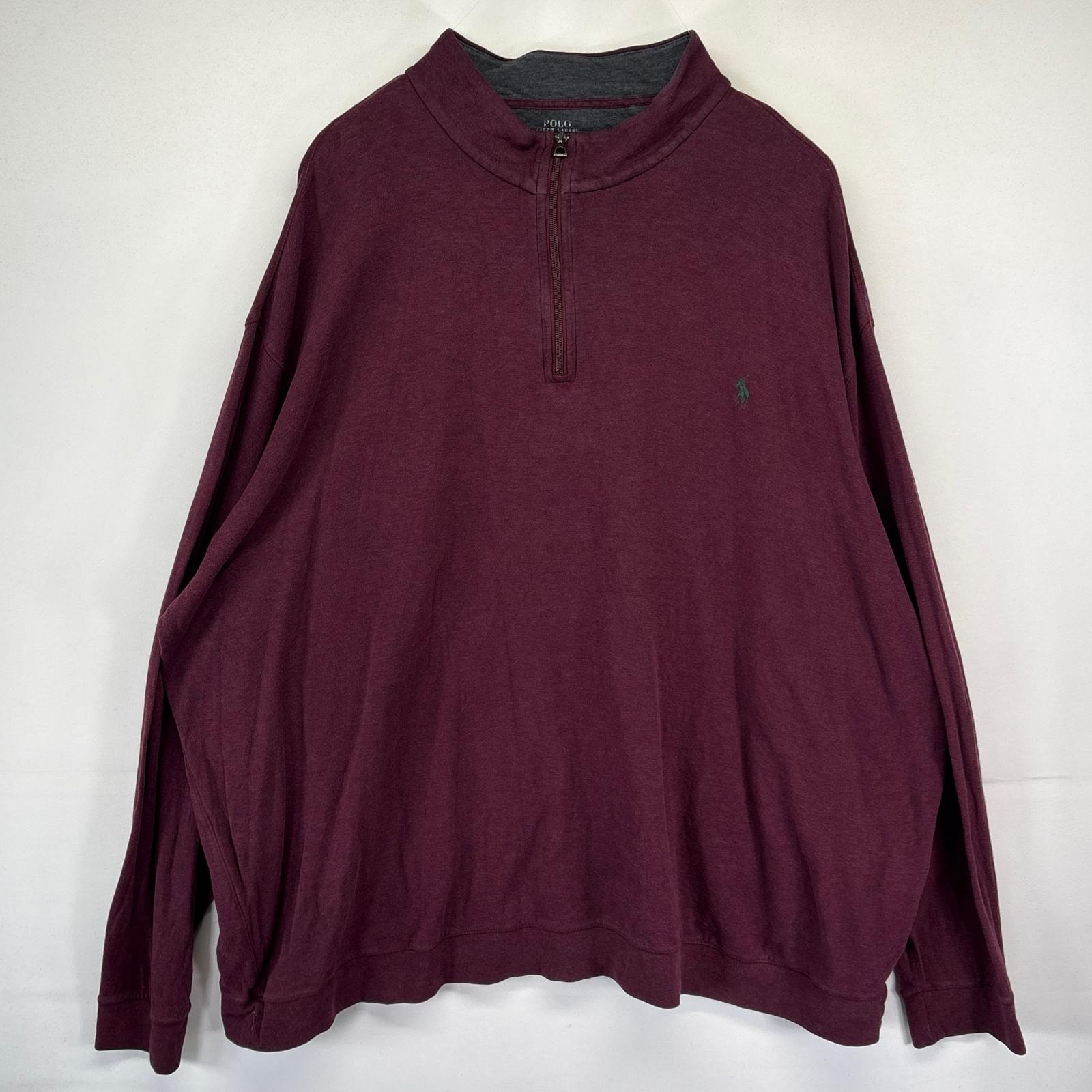古着 ポロ・ラルフローレン POLO RALPH LAUREN スウェット ハーフジップ トレーナー プルオーバー 大きいサイズ 4XL バーガンディ系 メンズ 【中古】