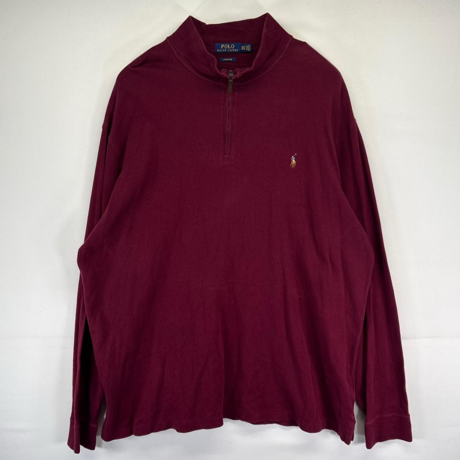 古着 ポロ・ラルフローレン POLO RALPH LAUREN スウェット ハーフジップ プルオーバー ワンポイントロゴ 2XL レッド系 メンズ 【中古】