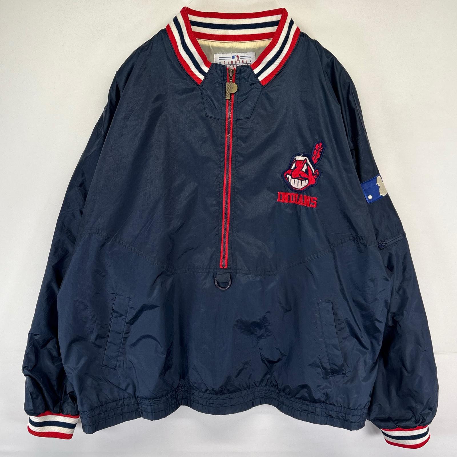 古着 90's/90年代 プロプレイヤー PRO PLAYER ジャケット プルオーバー ハーフジップ ワッペン 2XL ネイビー系 メンズ 【中古】