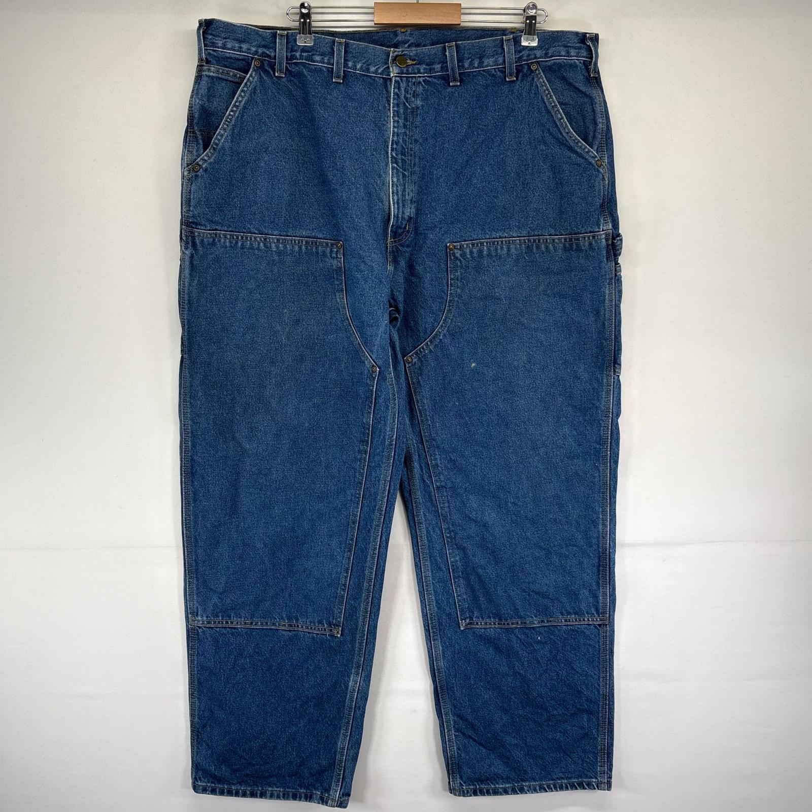 古着 カーハート Carhartt デニム パンツ ワンポイントロゴ ハンマーループ ダブルニー 大きいサイズ ジップフライ ブルー系 メンズ 【中古】|古着屋NIKKU