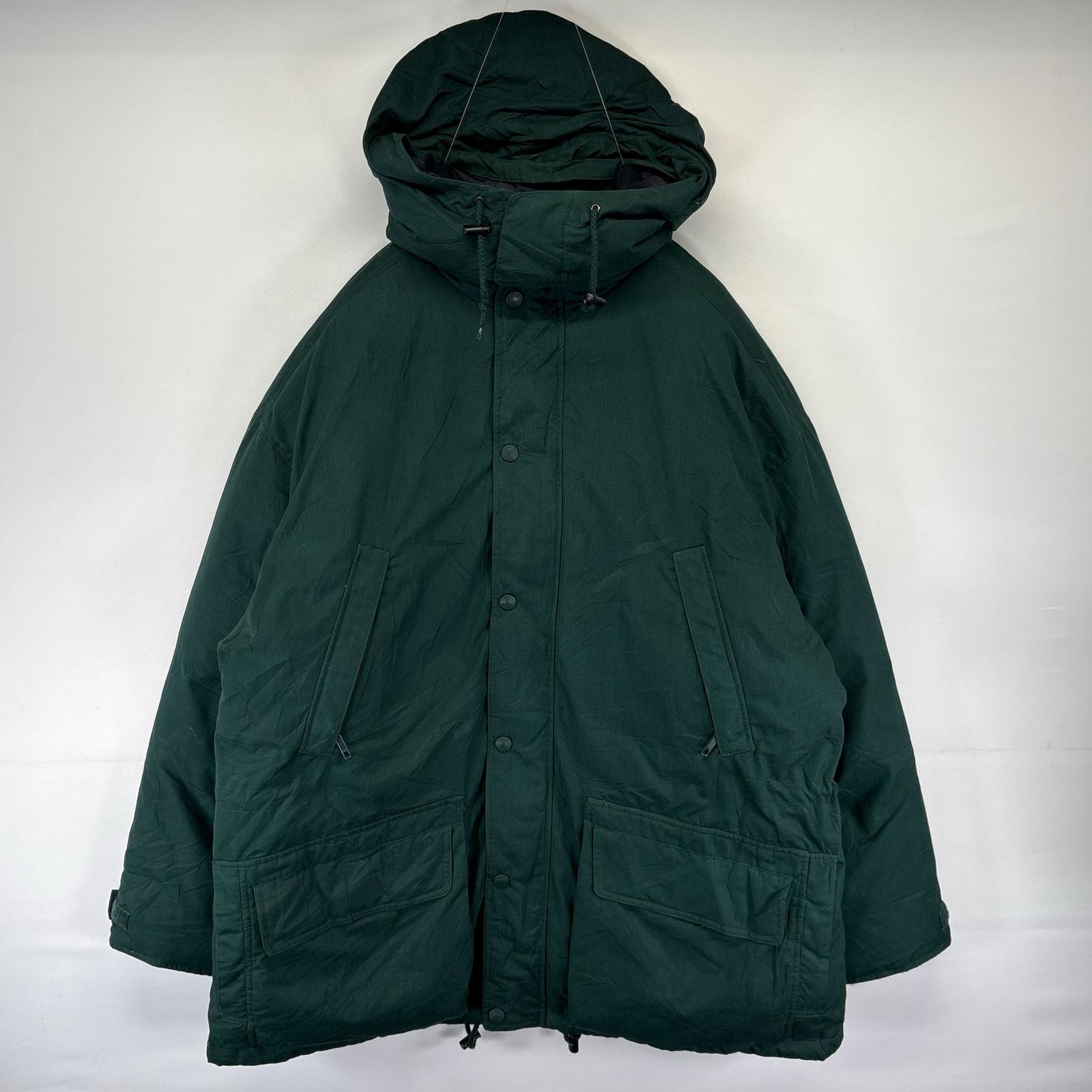 古着 エディー・バウアー Eddie Bauer ジャケット フルジップ ダウンジャケット フーディ 大きいサイズ 2XL グリーン系 メンズ 【中古】｜古着屋NIKKU