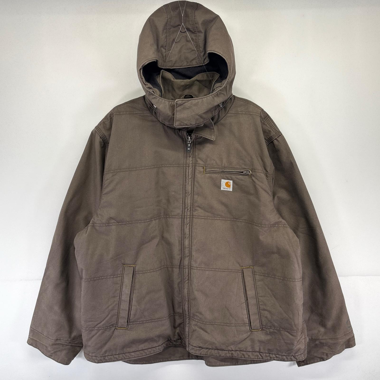 古着 カーハート Carhartt ジャケット クイックダック ワンポイントロゴ ワーク 大きいサイズ フード ダック 3XL ブラウン系 メンズ 【中古】|古着屋NIKKU