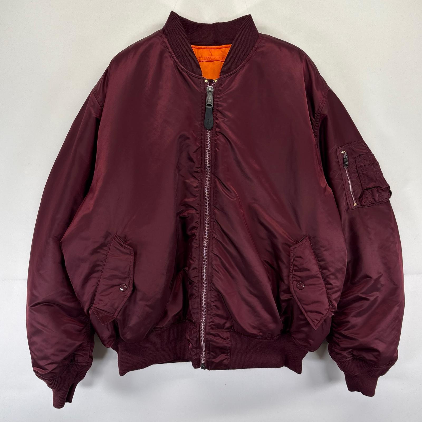古着 アルファ ALPHA ジャケット MA-1 フライトJKT 中綿 フルジップ 大きいサイズ 2XL ボルドー系 メンズ 【中古】|古着屋NIKKU