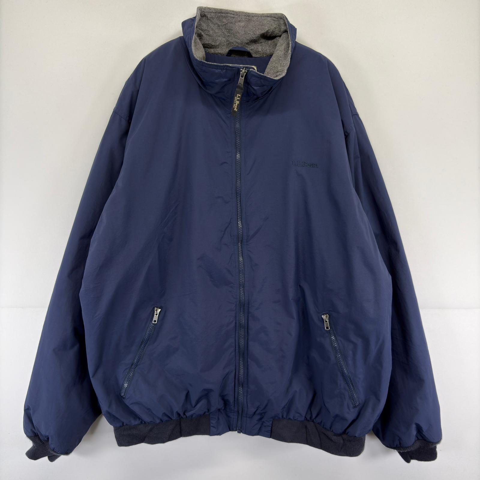 古着 エルエルビーン L.L.Bean ジャケット ウォームアップ 大きいサイズ フルジップ フリース ワンポイント 2XL TALL ネイビー メンズ 【中古】｜古着屋NIKKU
