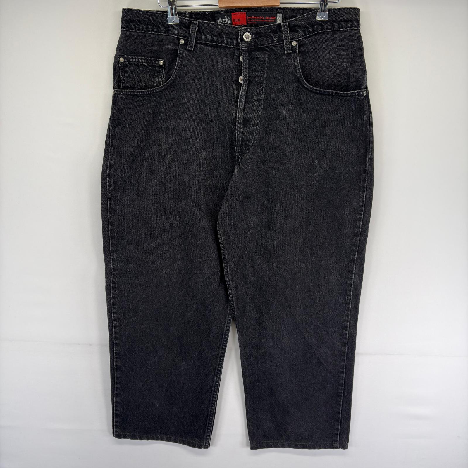 古着 90's/90年代 リーバイス Levi's USA製 デニム パンツ シルバータブ バギー ボタンフライ w38 L32 ブラック系 メンズ 【中古】｜古着屋NIKKU