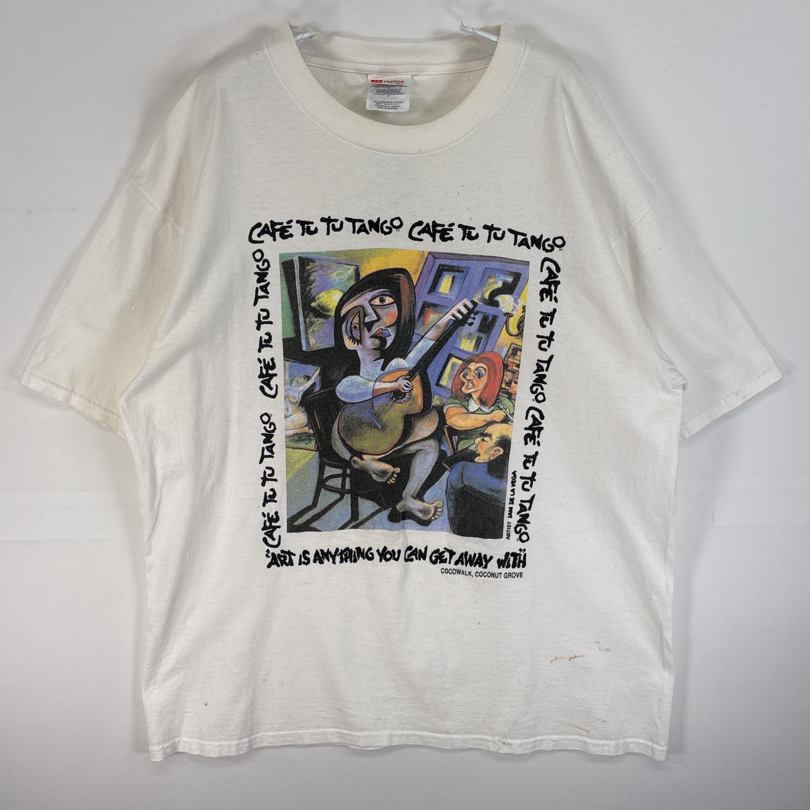 古着 ヘインズ Hanes 半袖Tシャツ アートT 両面 染み込みプリント USA製 L（42-44） ホワイト メンズ 【中古】｜古着屋NIKKU