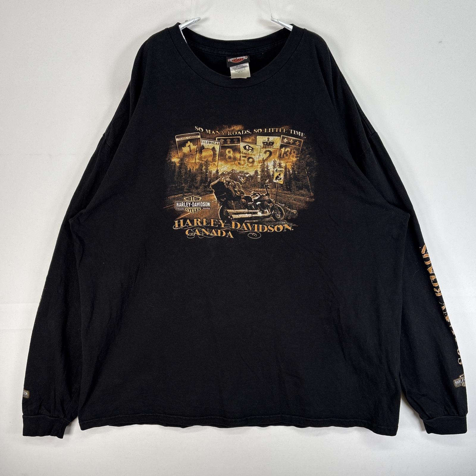ハーレーダビットソン　ロンT スカル　ブラック　袖プリント　グラフィック　両面 ハーレーダビットソン ロンT スカル ブラック 袖プリント グラフィック