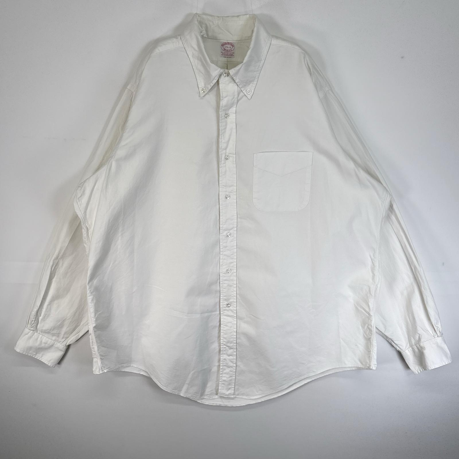 古着 90's/90年代 ブルックスブラザーズ Brooks Brothers 長袖シャツ Makers USA製 肉厚 XL ホワイト 無地 メンズ 【中古】