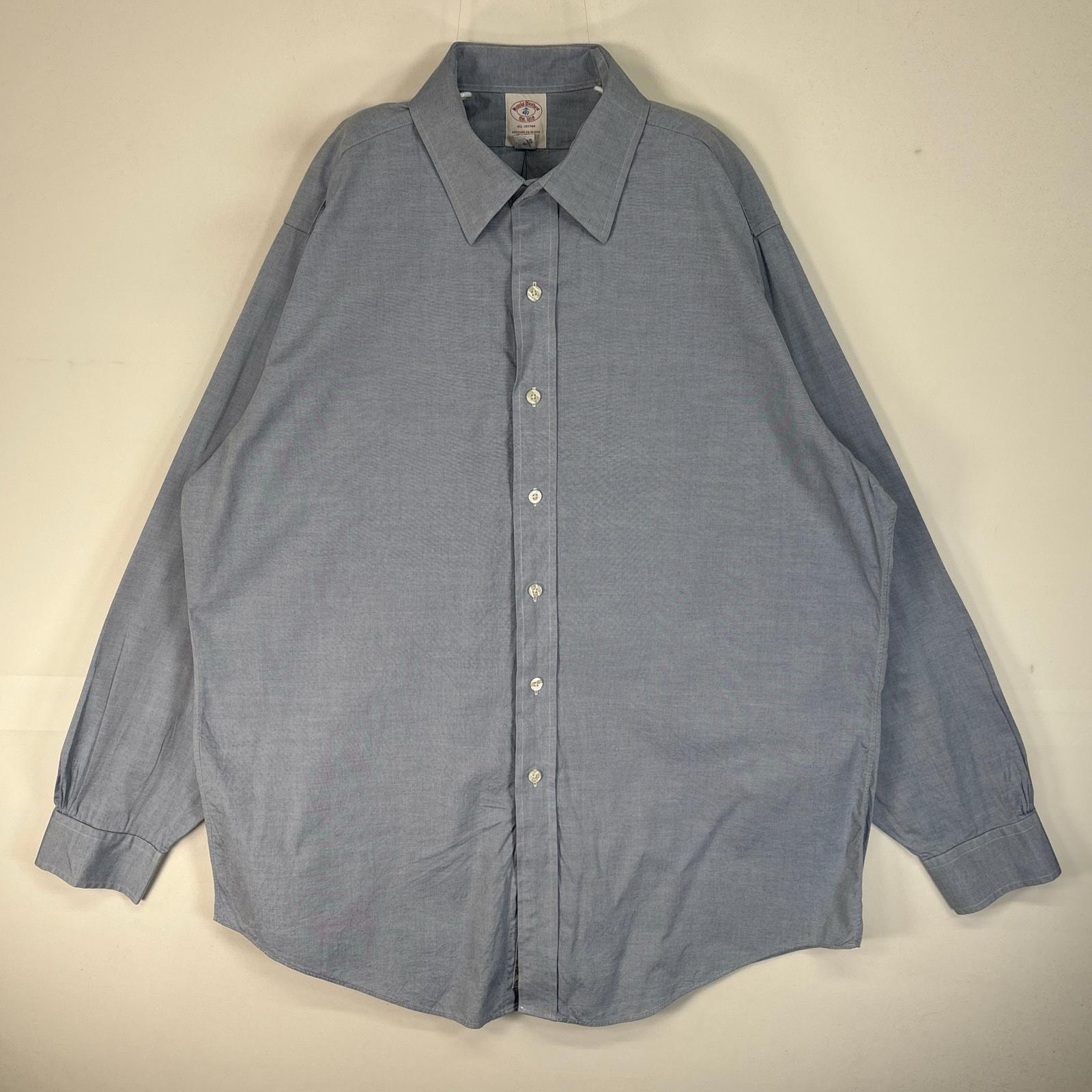 古着 ブルックスブラザーズ Brooks Brothers 長袖シャツ USA製 カラーステイ L ブルー系 無地 メンズ 【中古】