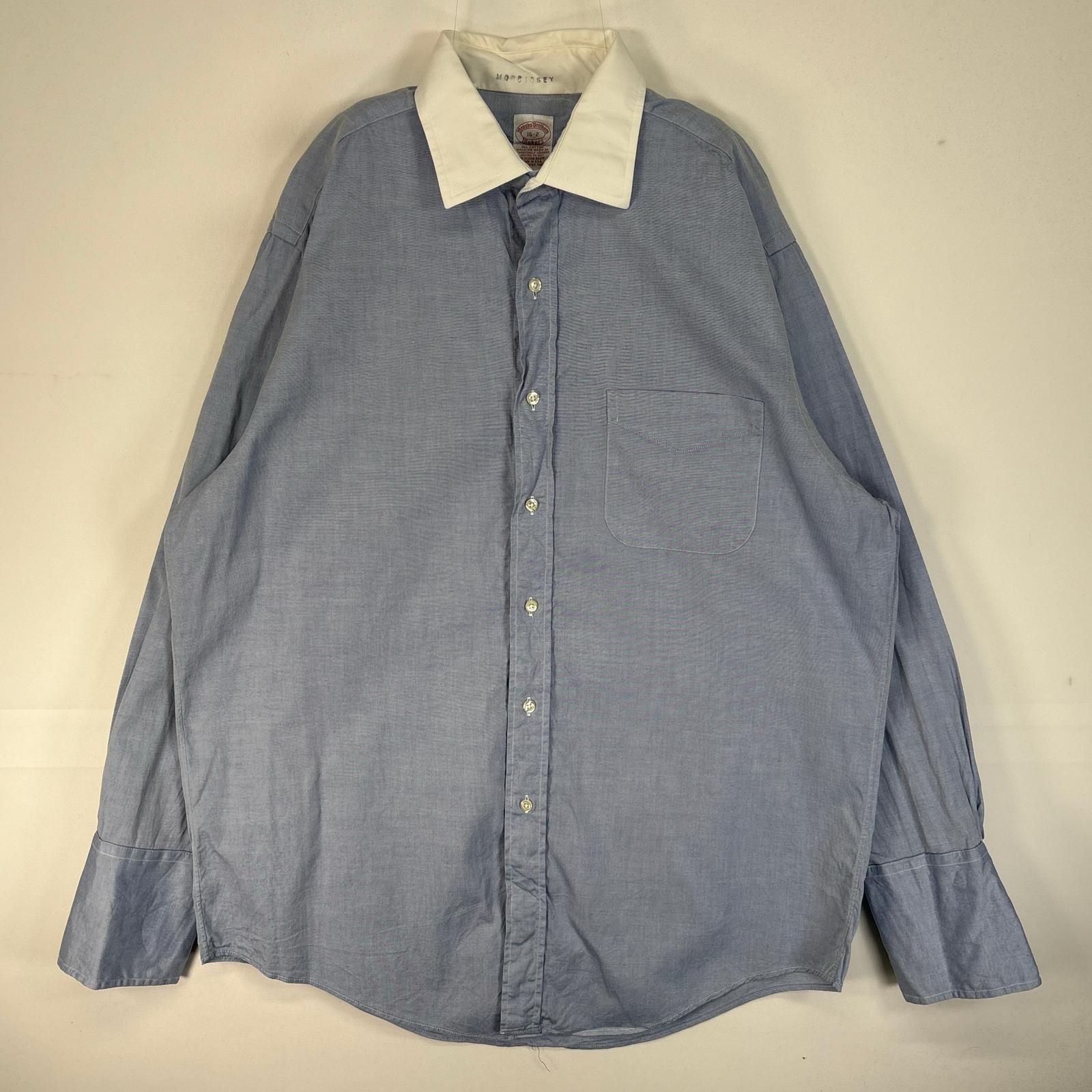 古着 80's～90's/80年代～90年代 ヴィンテージ ブルックスブラザーズ Brooks Brothers 長袖シャツ USA製 クレリック カラーステイ L ブルー系 ツートン メンズ 【中古】