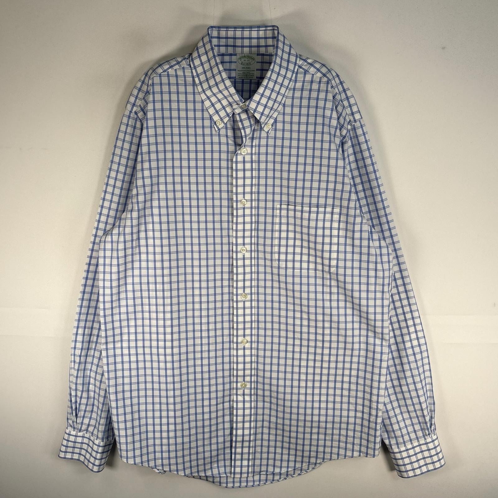 古着 ブルックスブラザーズ Brooks Brothers 長袖シャツ ボタンダウン MILANO L ブルー系 チェック メンズ 【中古】